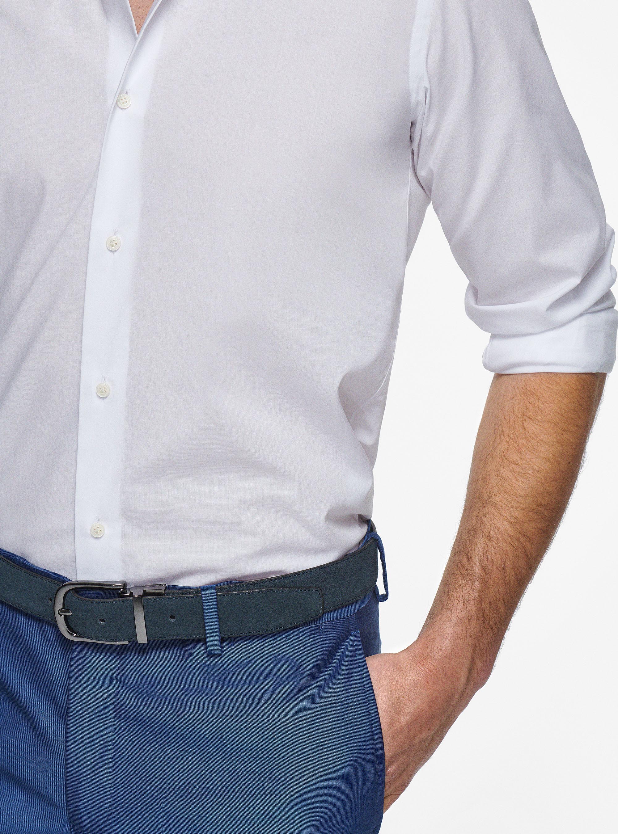 Stretch poplin shirt, WHITE