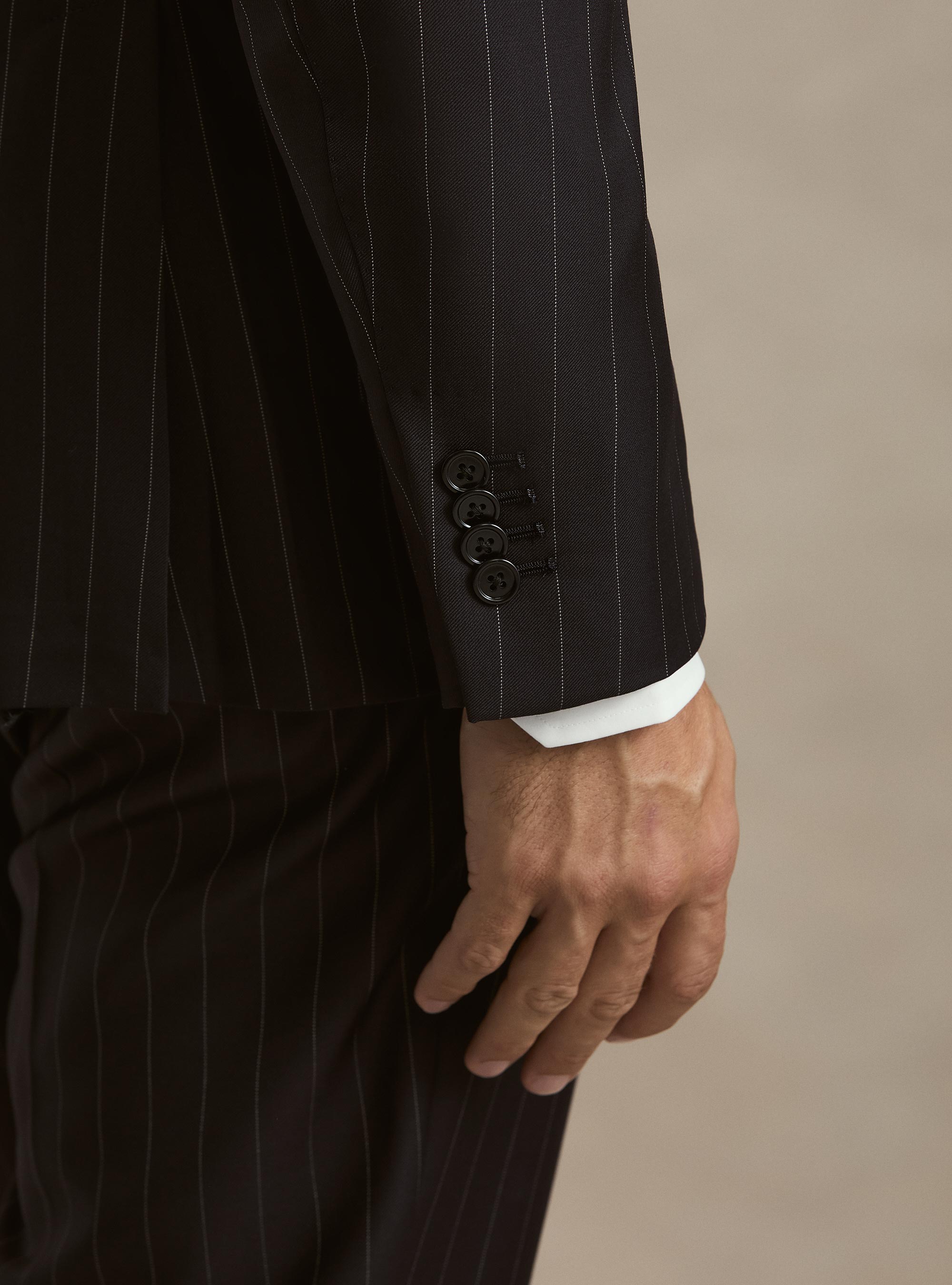 Americana de traje de raya diplom&aacute;tica en pura lana Vitale Barberis Canonico, AZUL MARINO