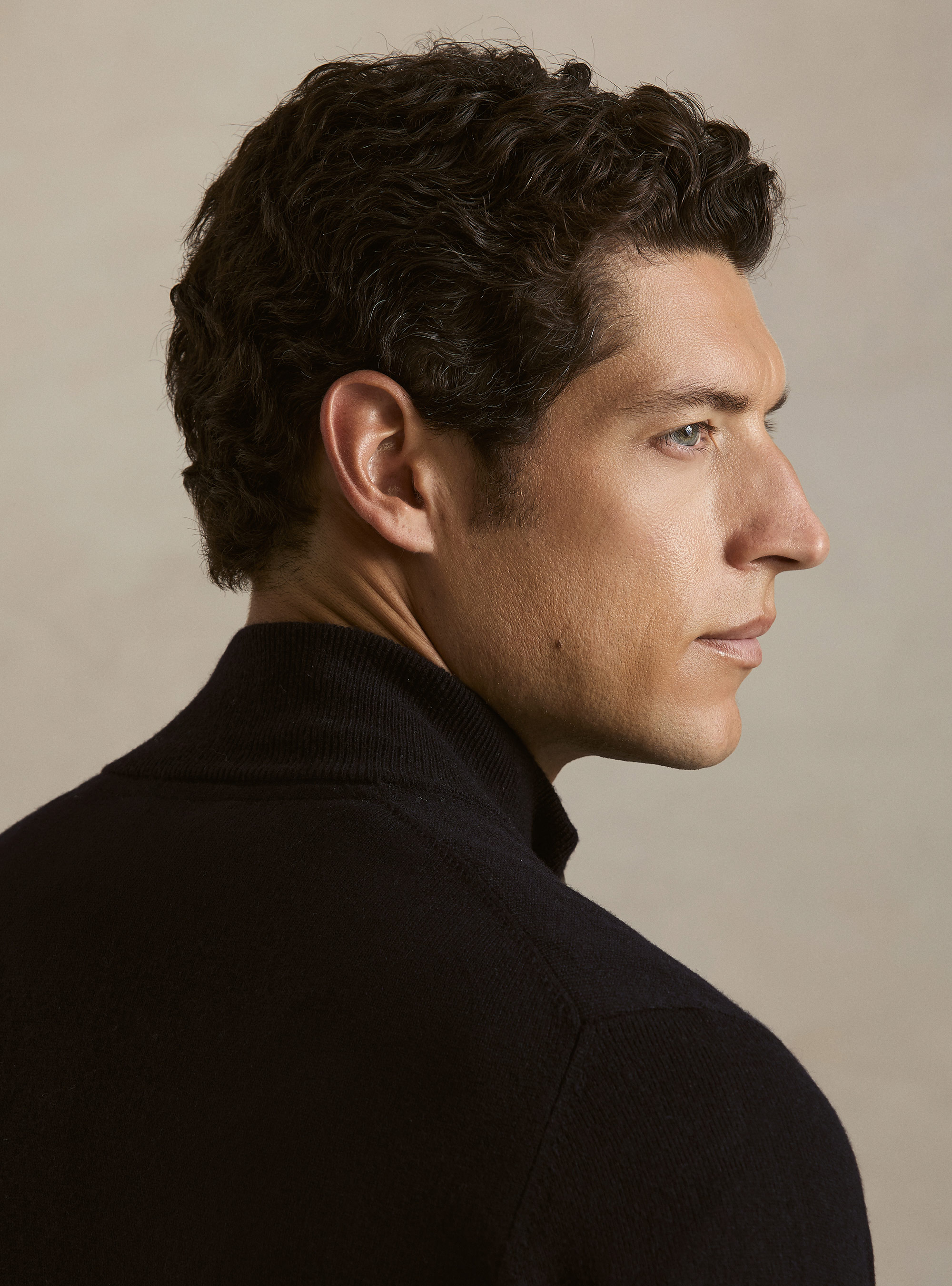 Cardigan con zip in maglia in lambswool e cashmere, BLU NAVY