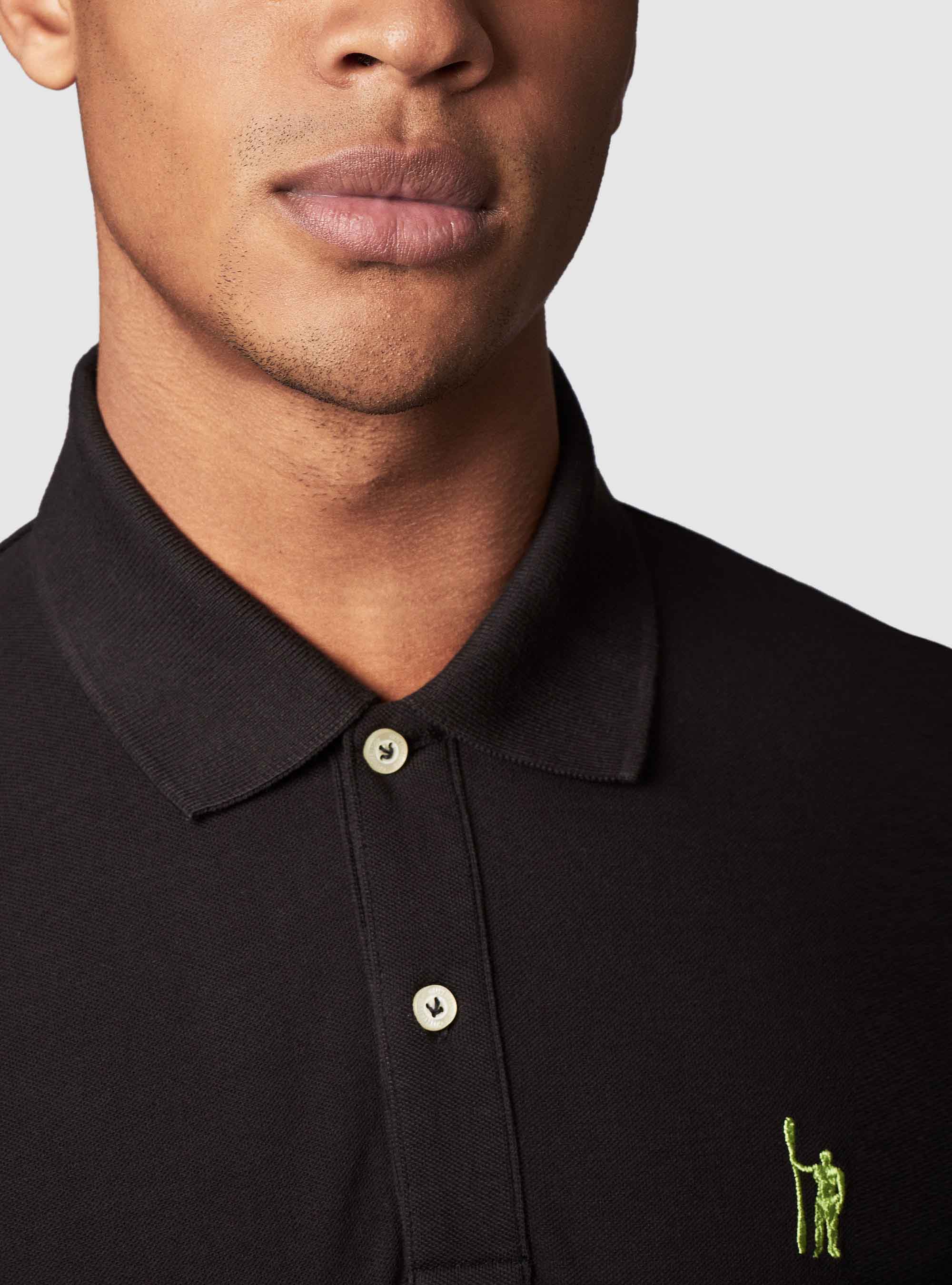 Polo basique en piqu&eacute;, NOIR