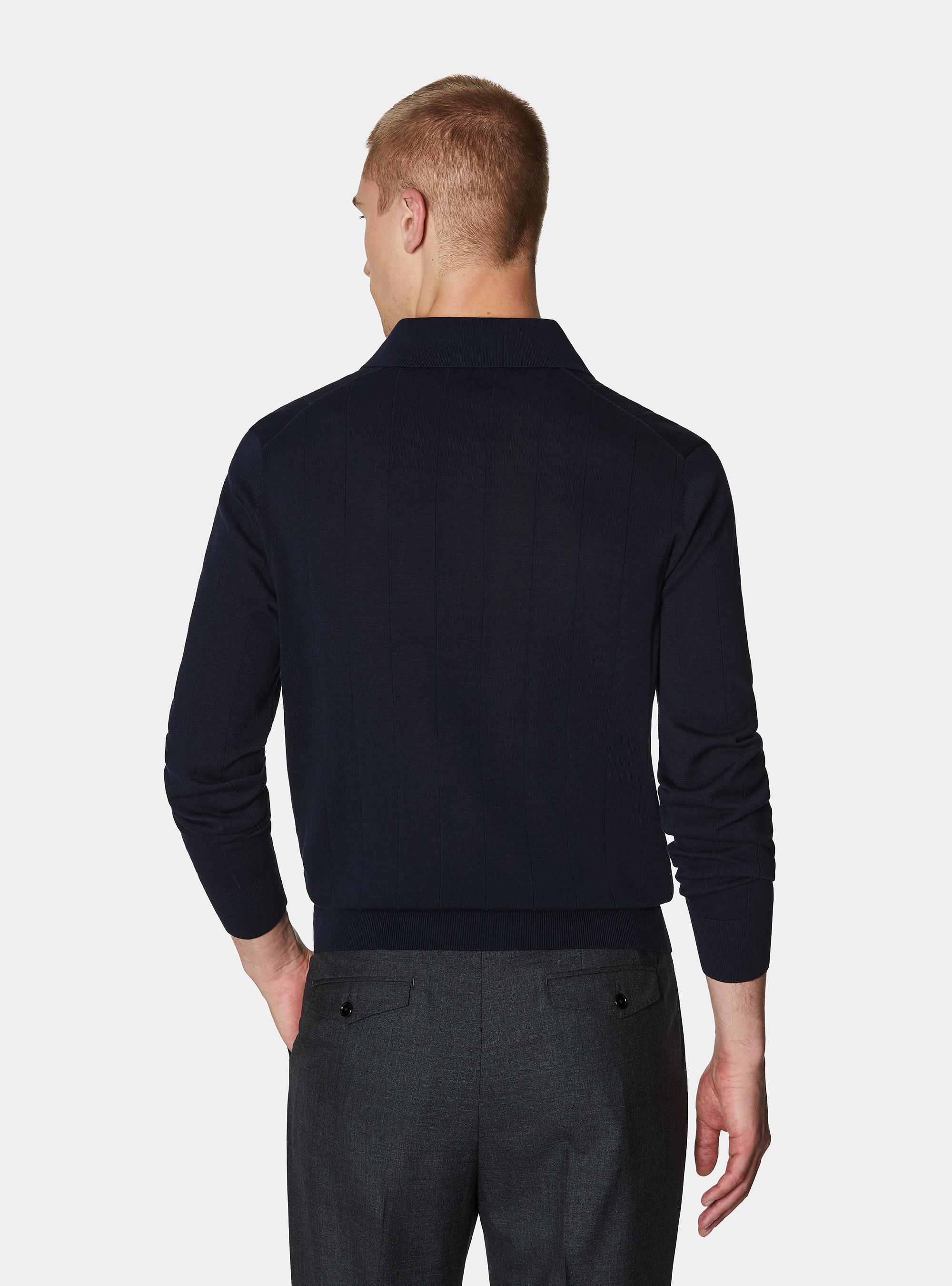 Polo in maglia manica lunga, BLU NAVY