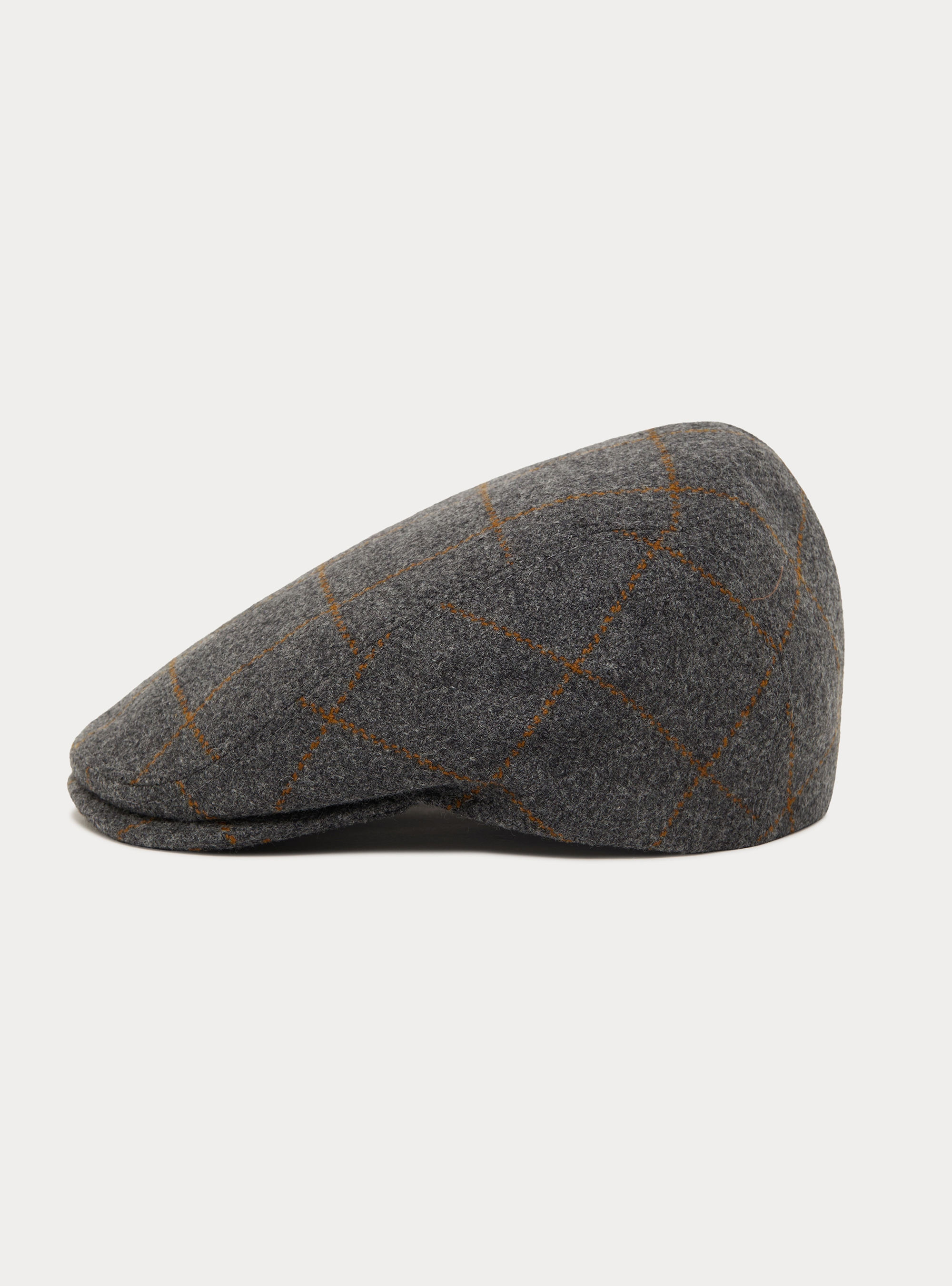 Checked wool-cashmere flat cap by Lanificio di Pray, GREY