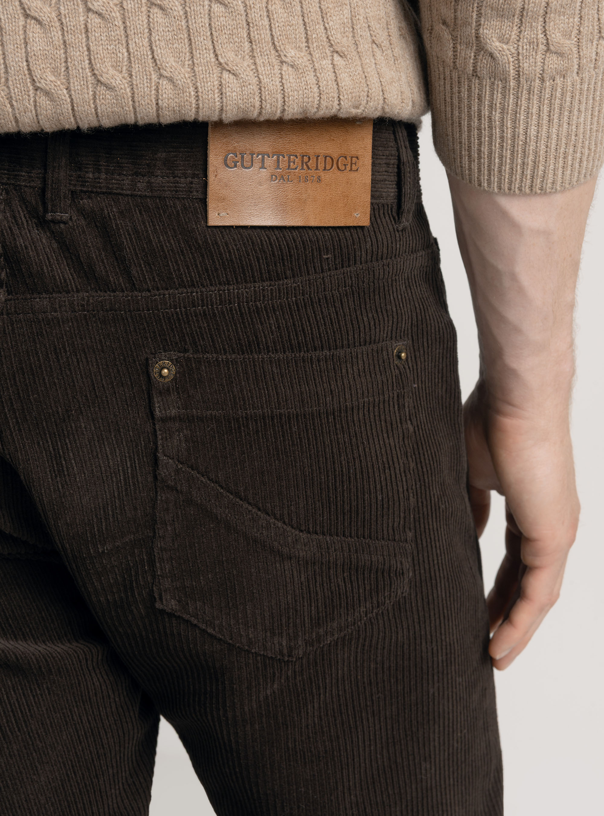 Corduroy five-pocket trousers, BROWN