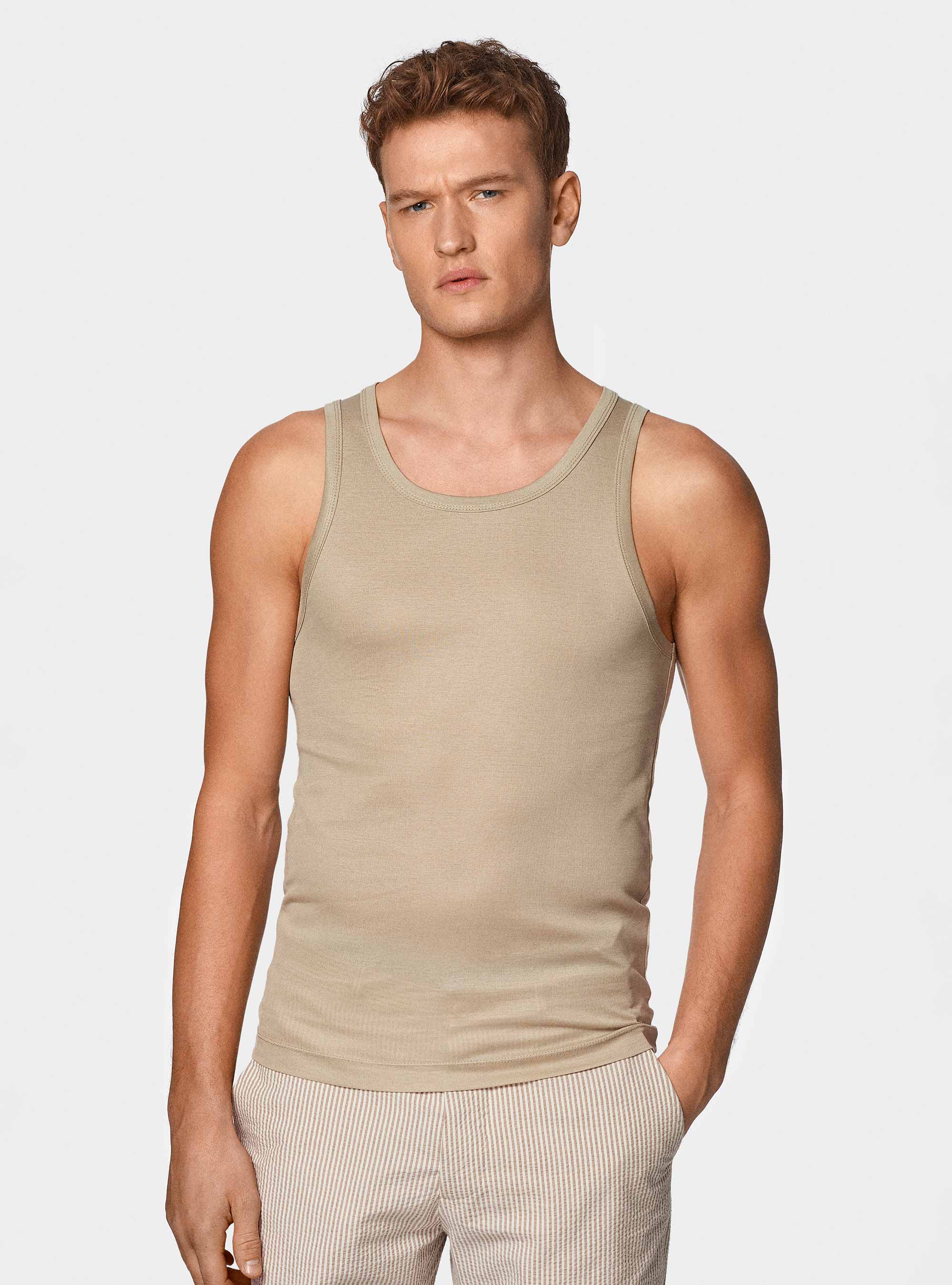 Cotton thread tank top, SAND
