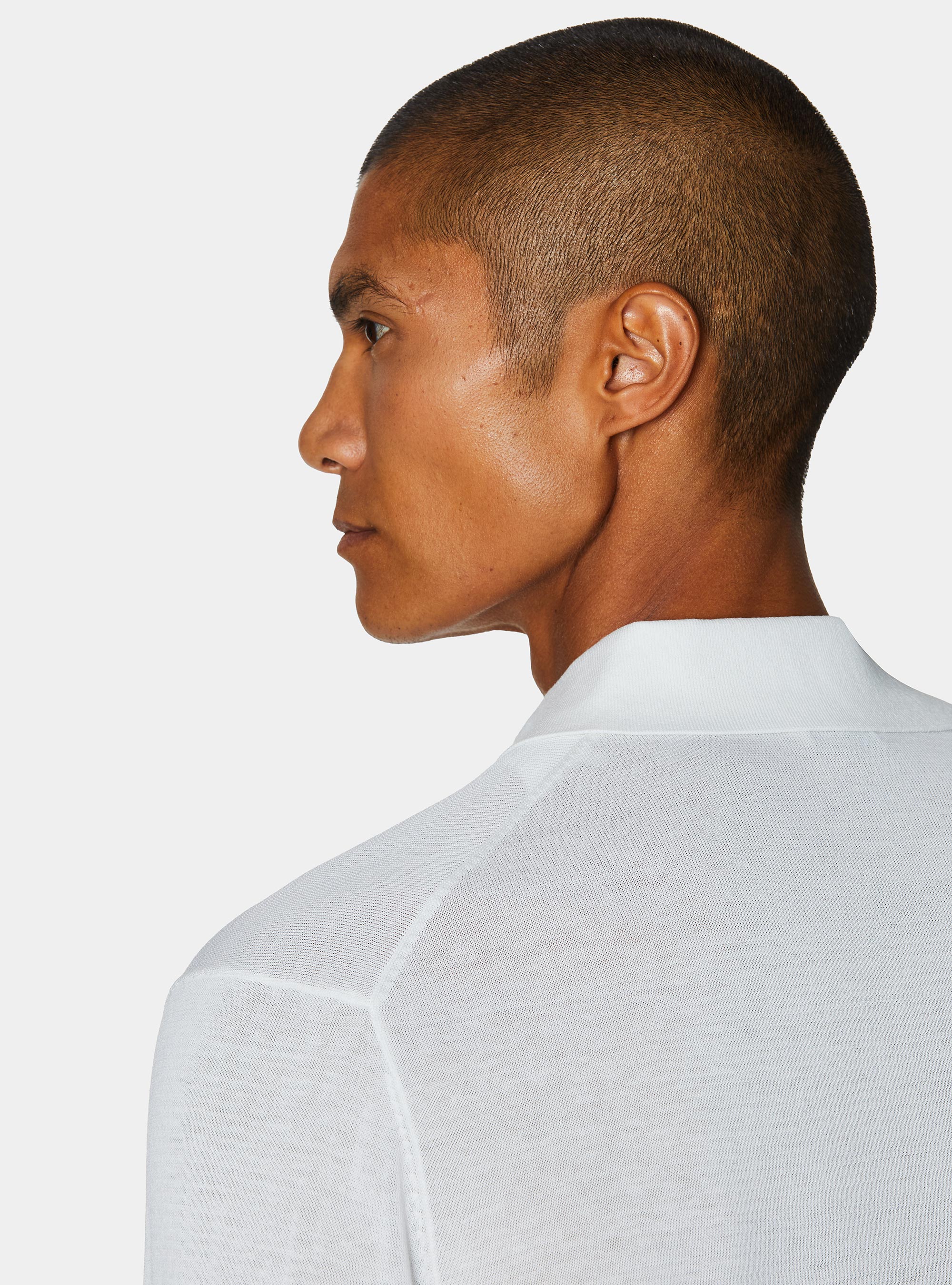 Cotton and silk polo shirt, WHITE