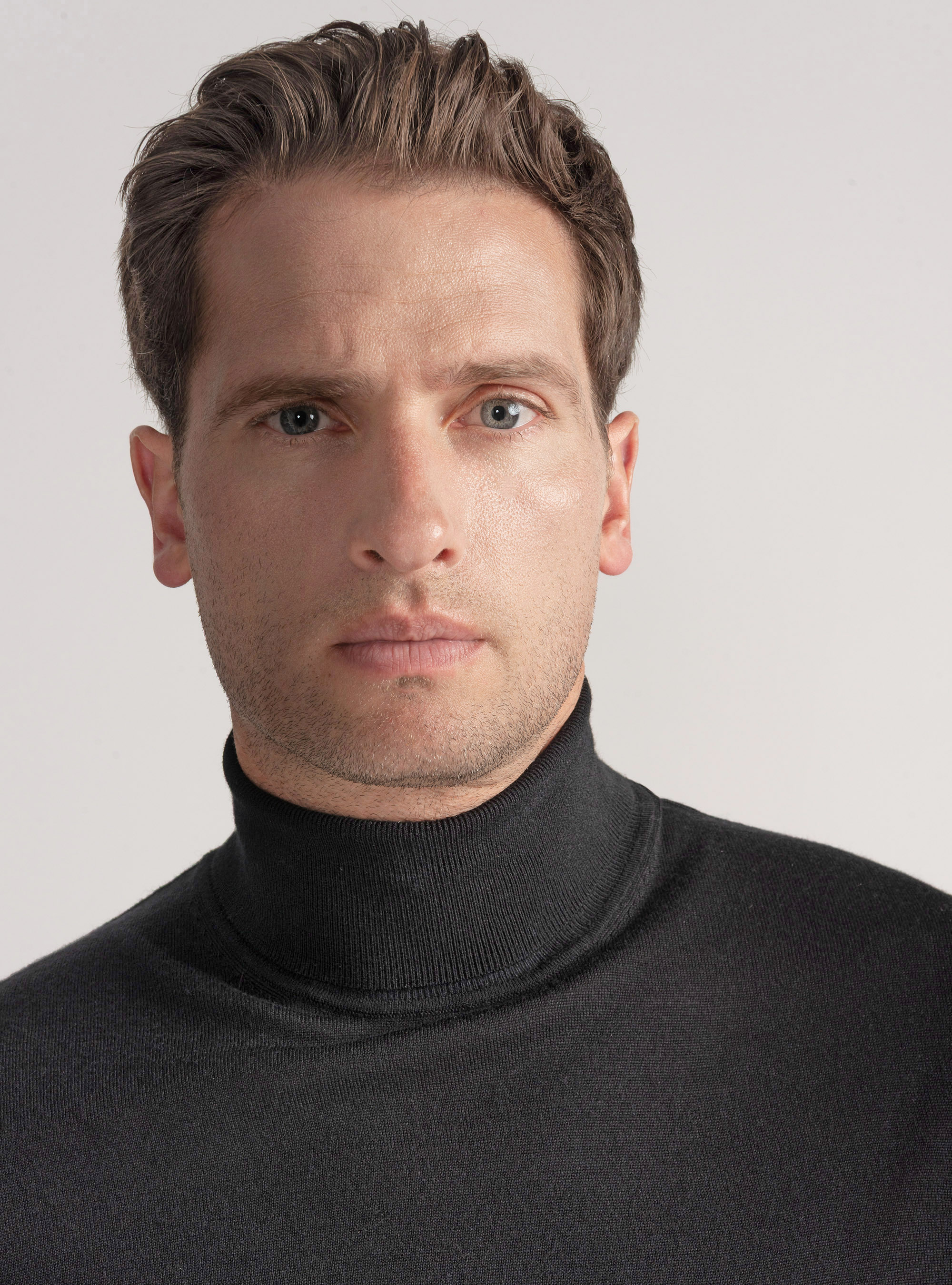 Turtleneck in pure extra-fine merino wool, BLACK