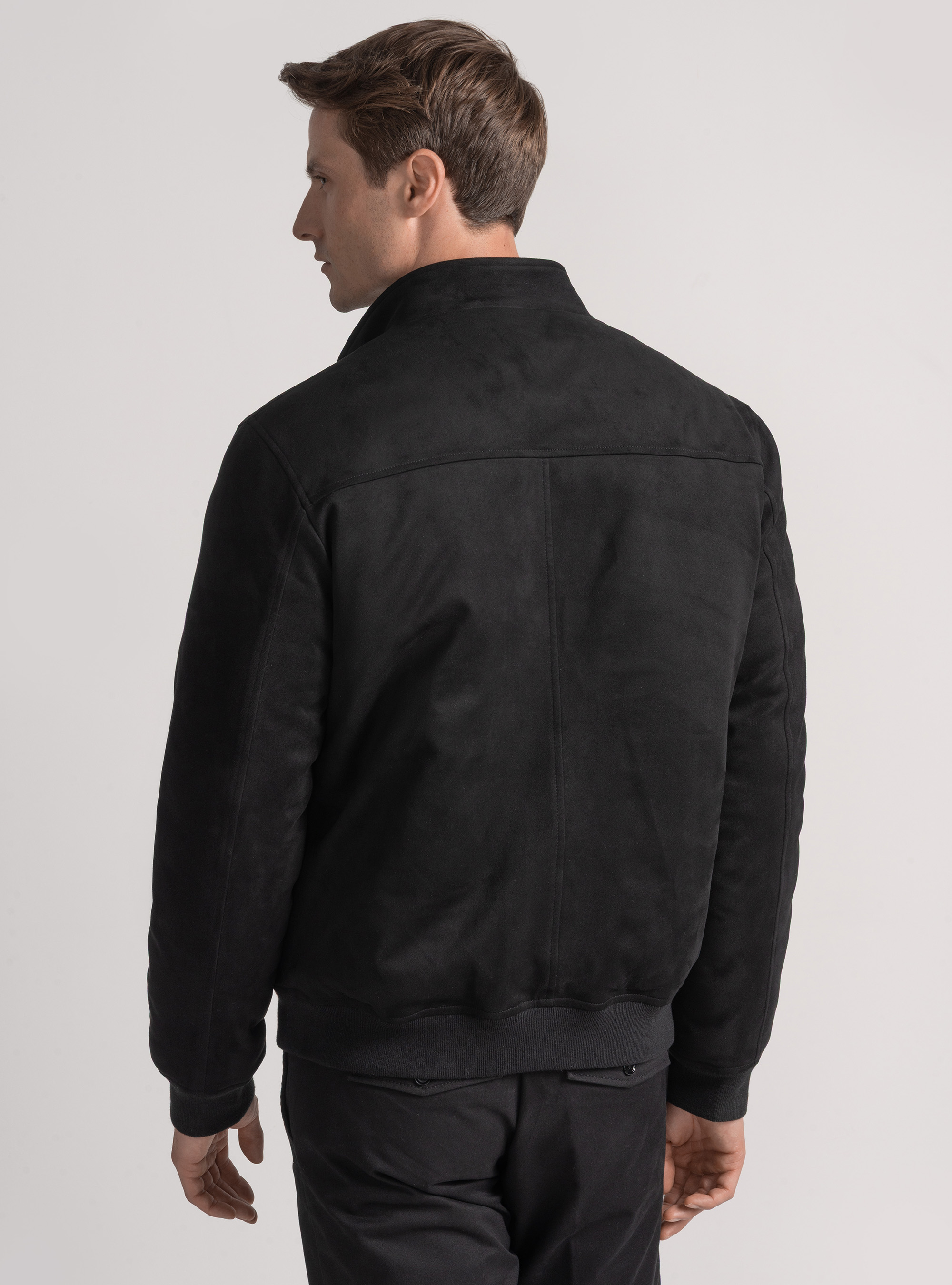 Bomber imbottito effetto suede, NERO