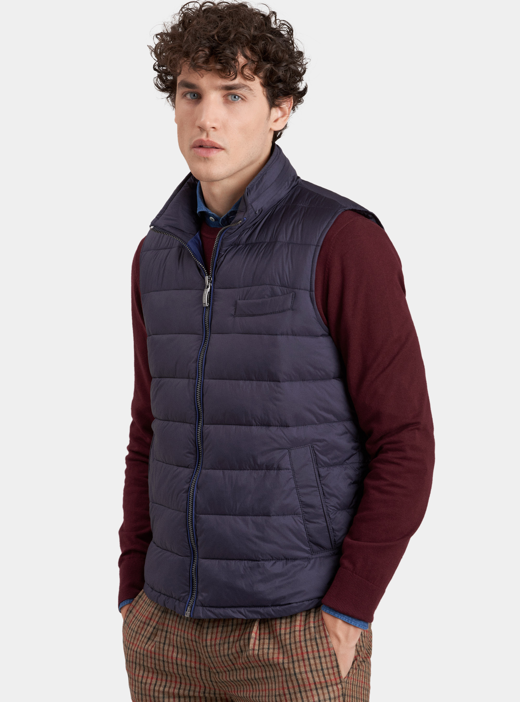 Chaqueta acolchada sin mangas, AZUL MARINO
