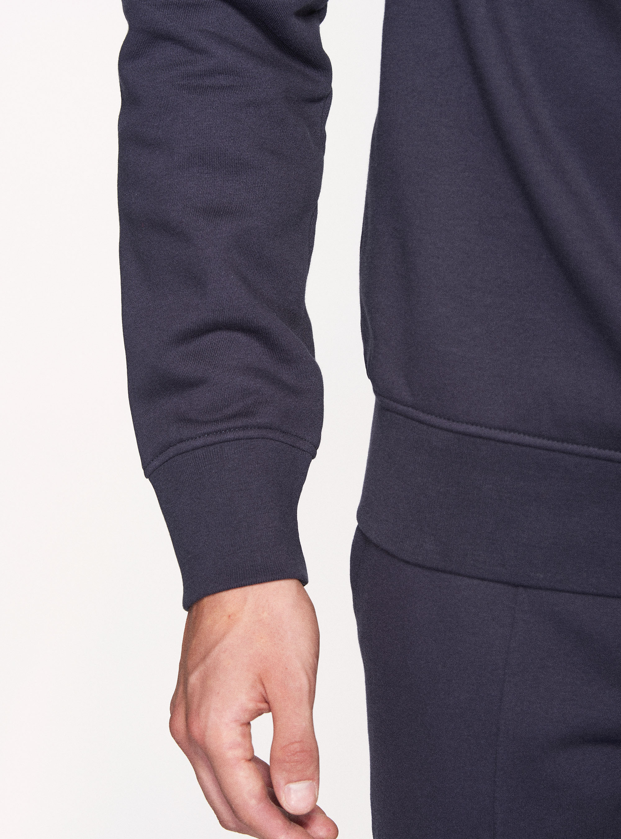 Cotton blend crew-neck sweatshirt, NAVY BLUE