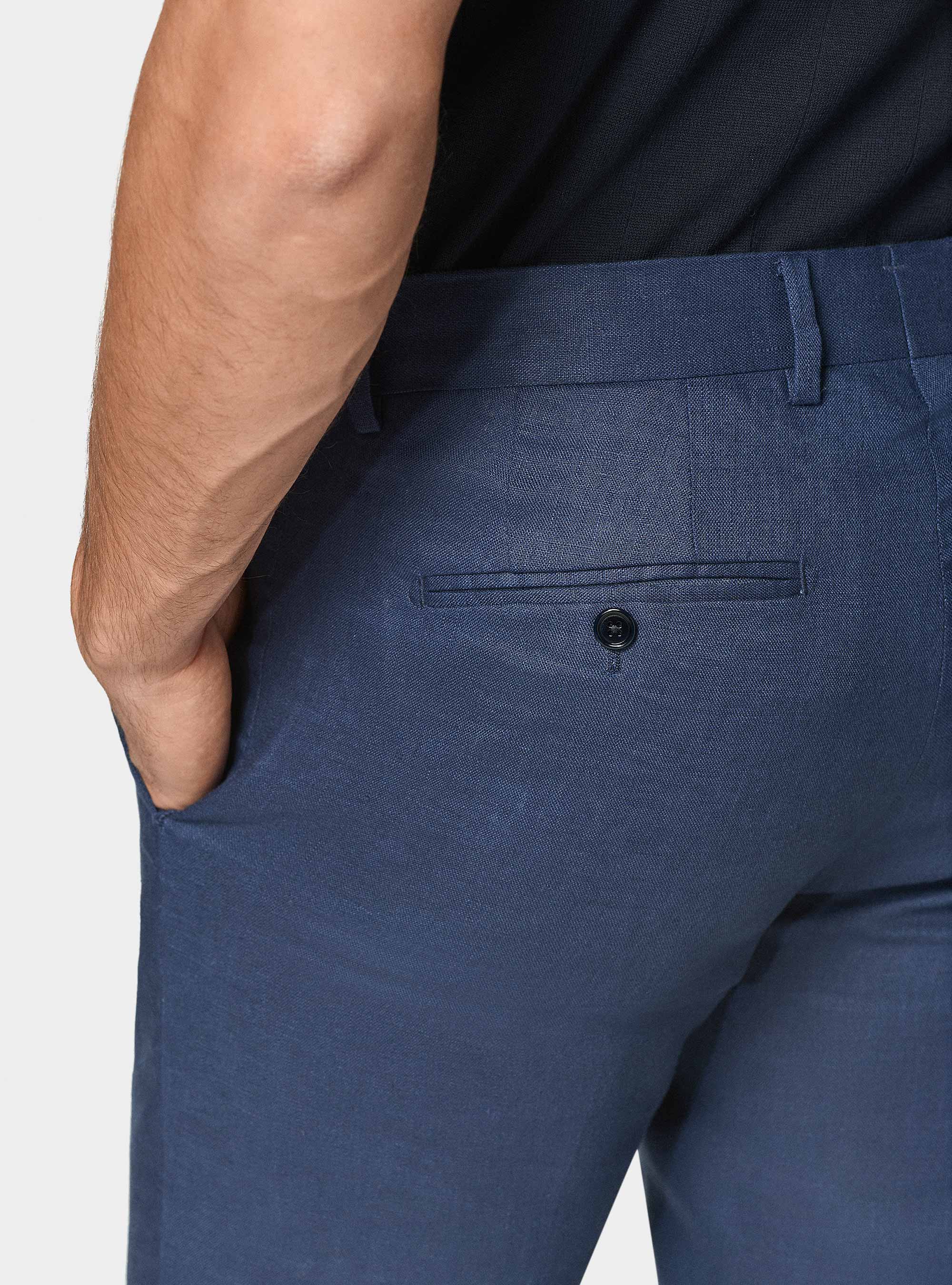 Pure linen suit trousers, BLUE