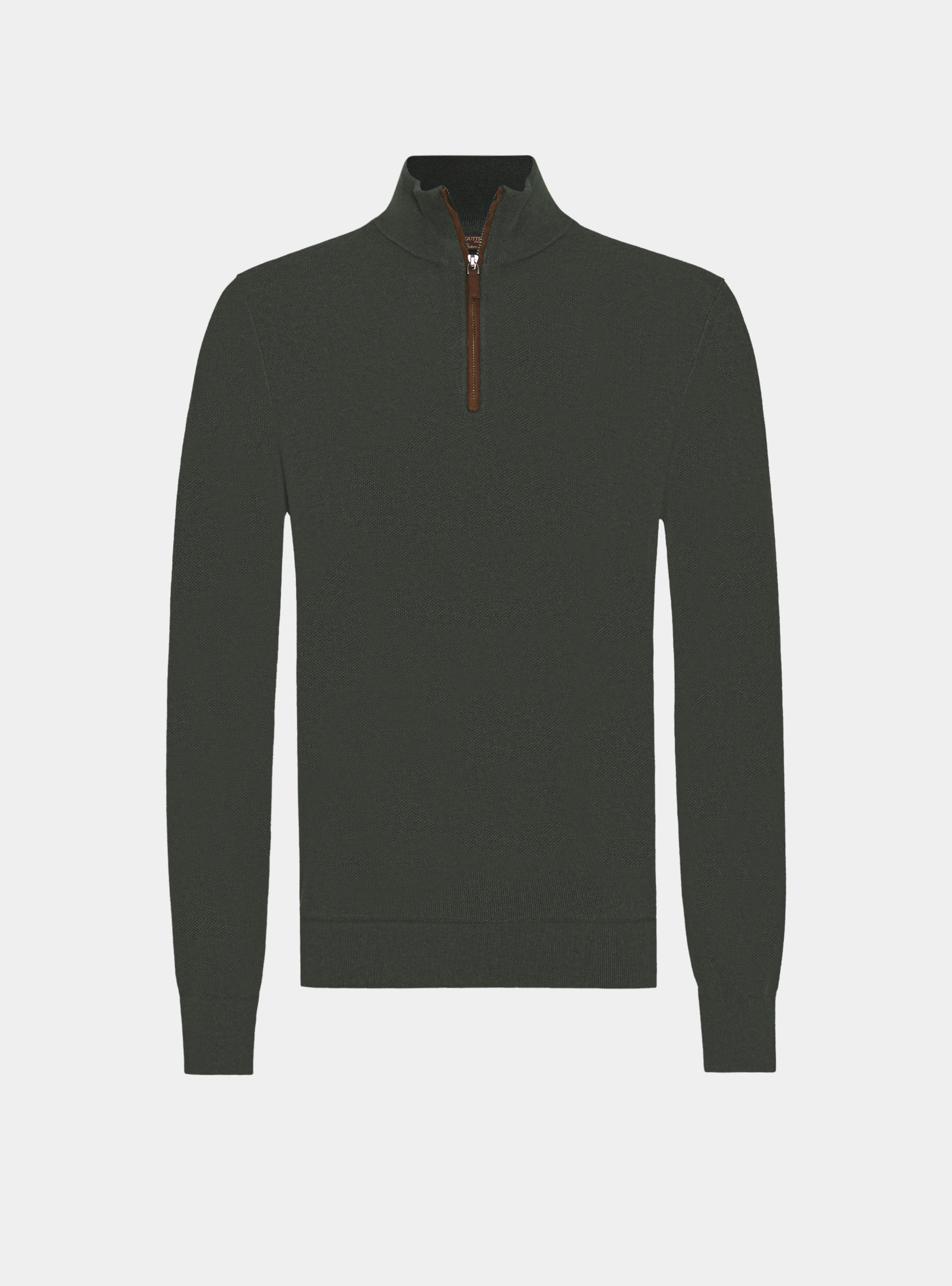 Half-Zip-Pullover aus Baumwolle und Kaschmir mit Wabenstruktur, MILITARE 0609C