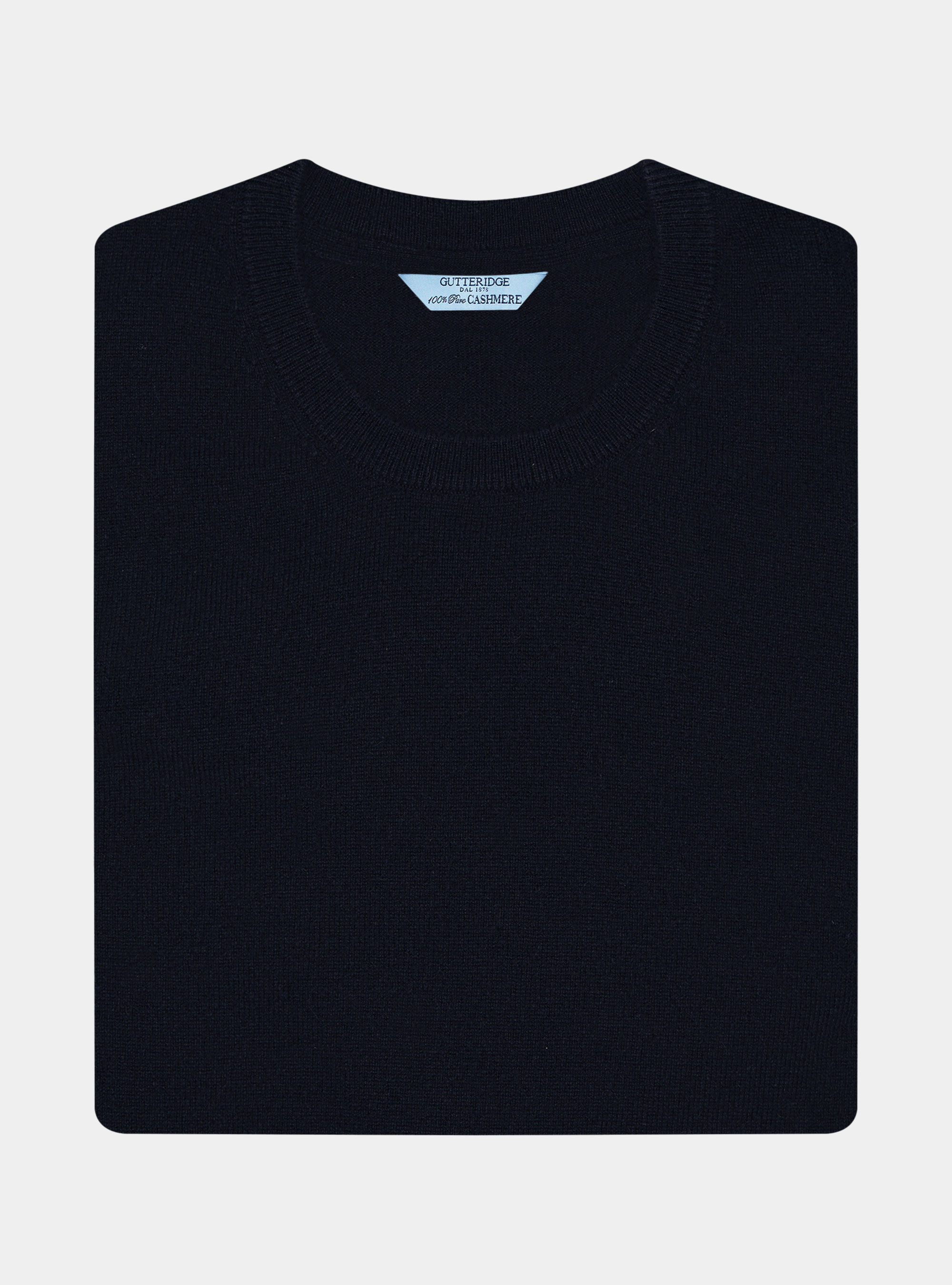 Pull col rond en 100% cachemire, BLEU MARINE
