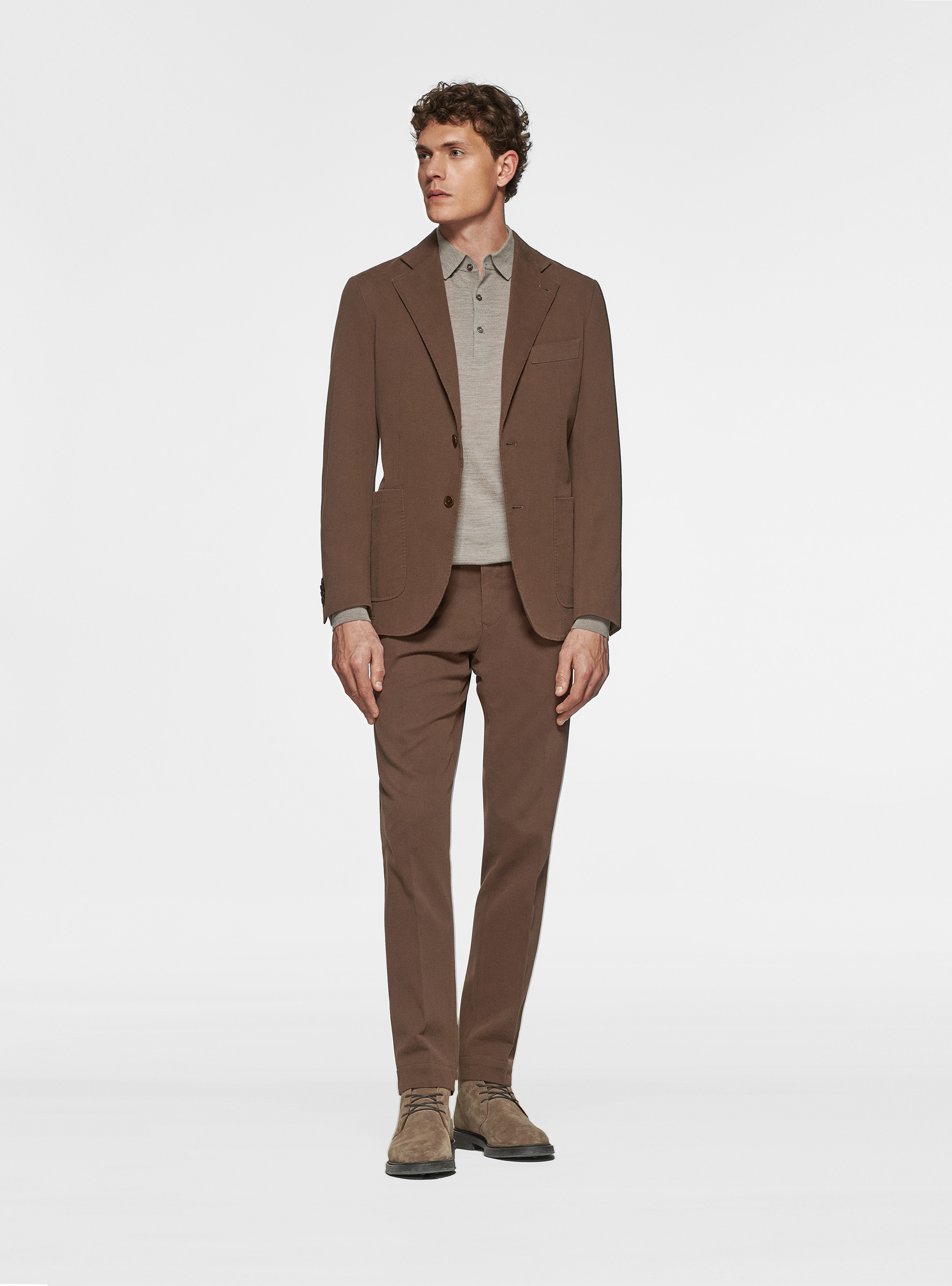 Giacca in cotone cashmere, MARRONE