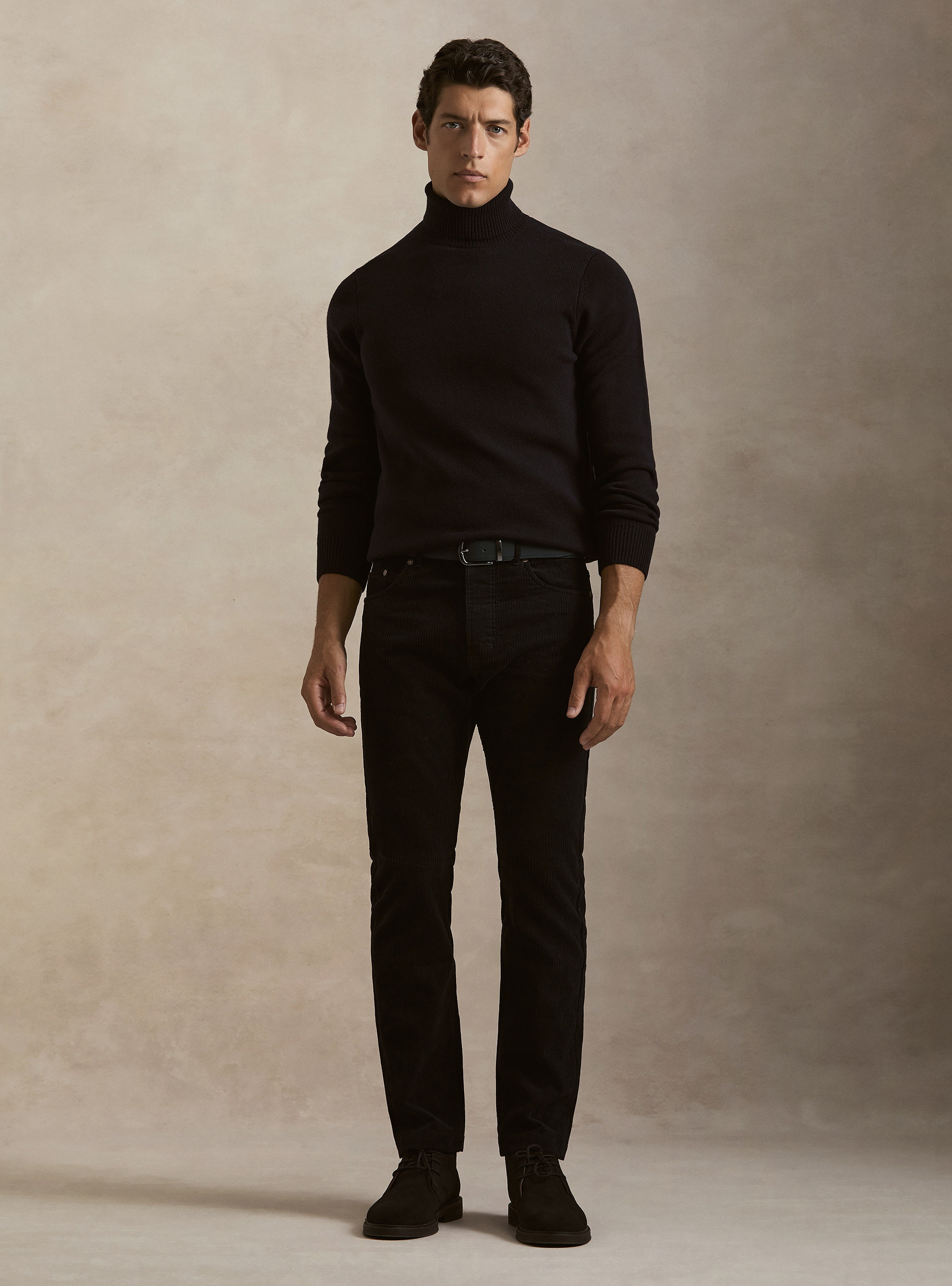 Rollkragenpullover aus Merinowolle, NAVY 0218C
