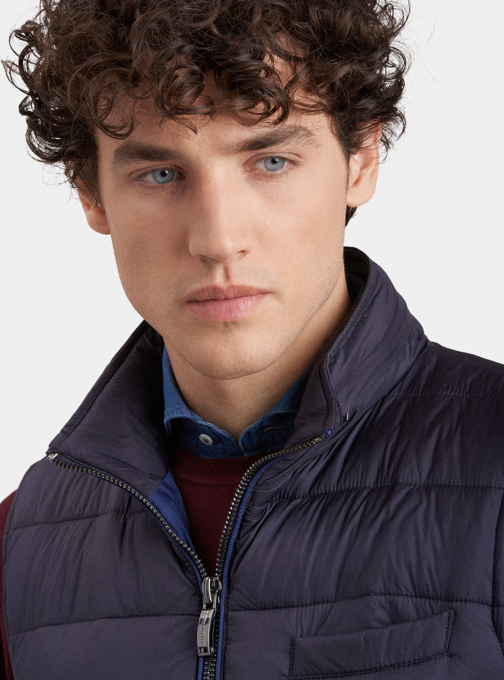 Chaqueta acolchada sin mangas, AZUL MARINO