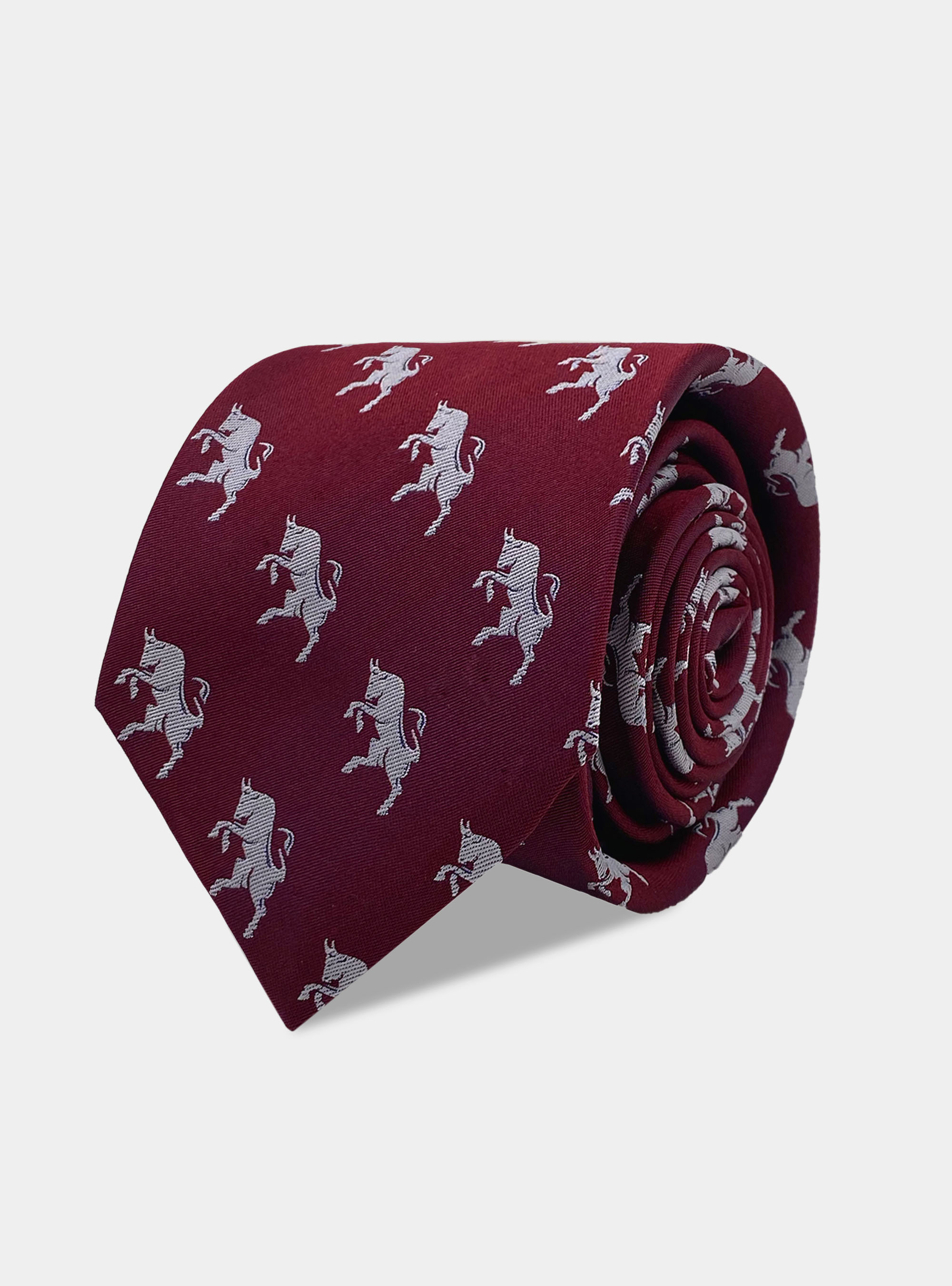 Corbata de seda pura con estampado de toro, BURDEOS