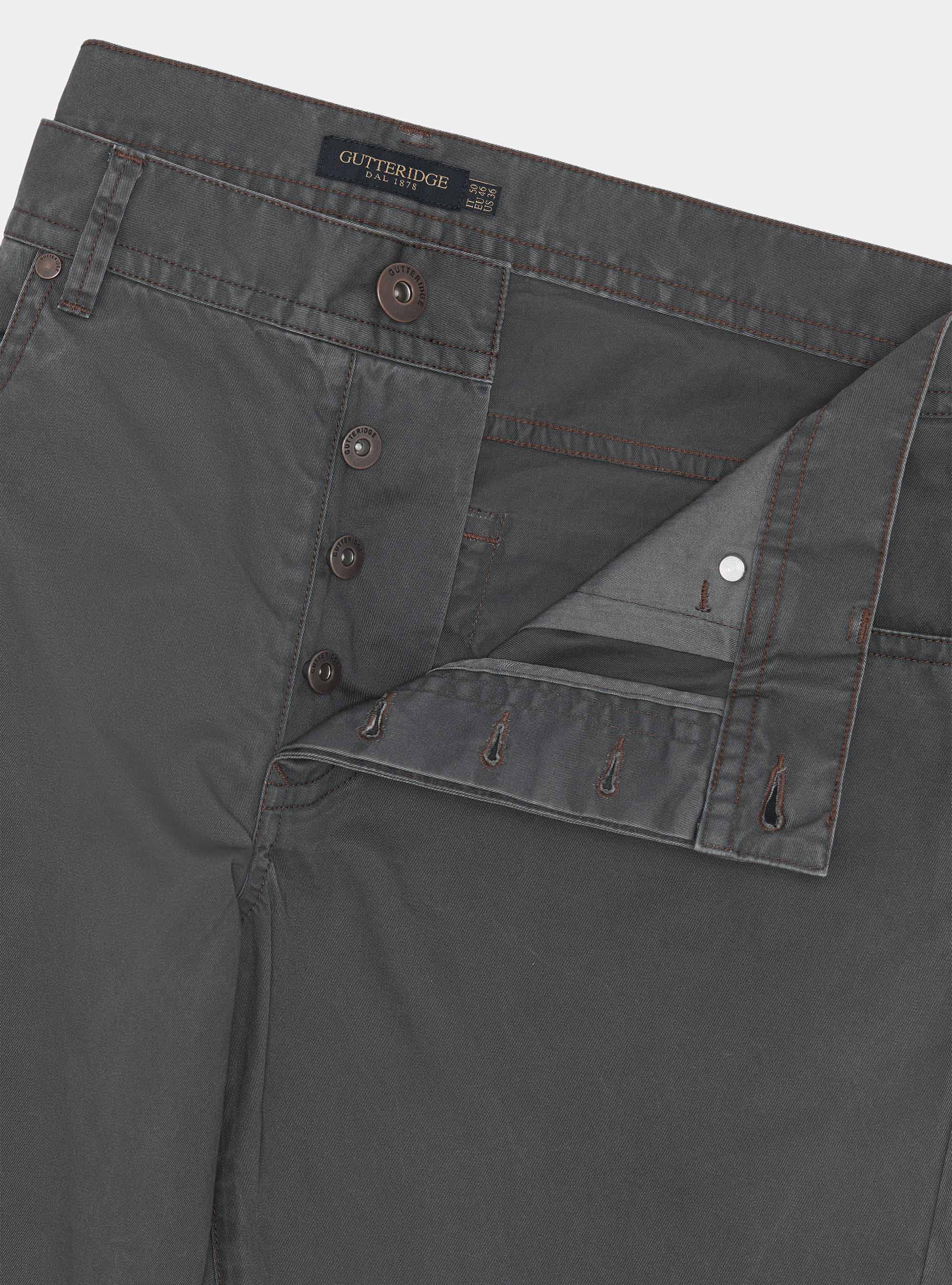 Pantalones slim fit de algod&oacute;n, GRIS MARENGO