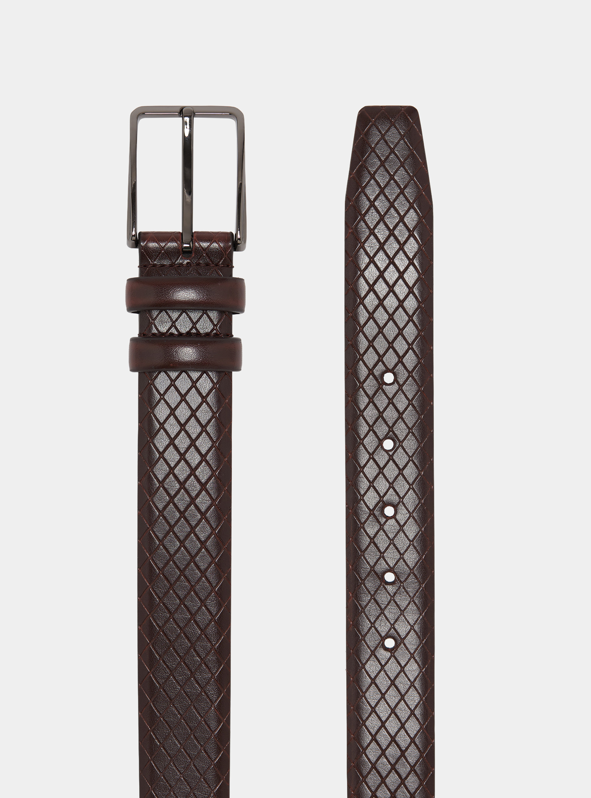 Cintur&oacute;n de cuero, MARRON MUY OSCURO