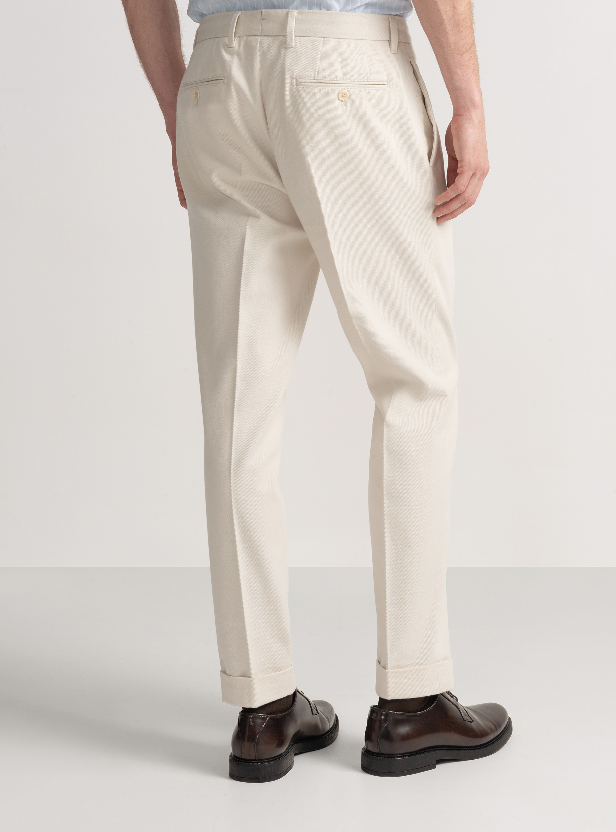Pantalon &agrave; pinces en coton et cachemire, CR&Atilde; ME