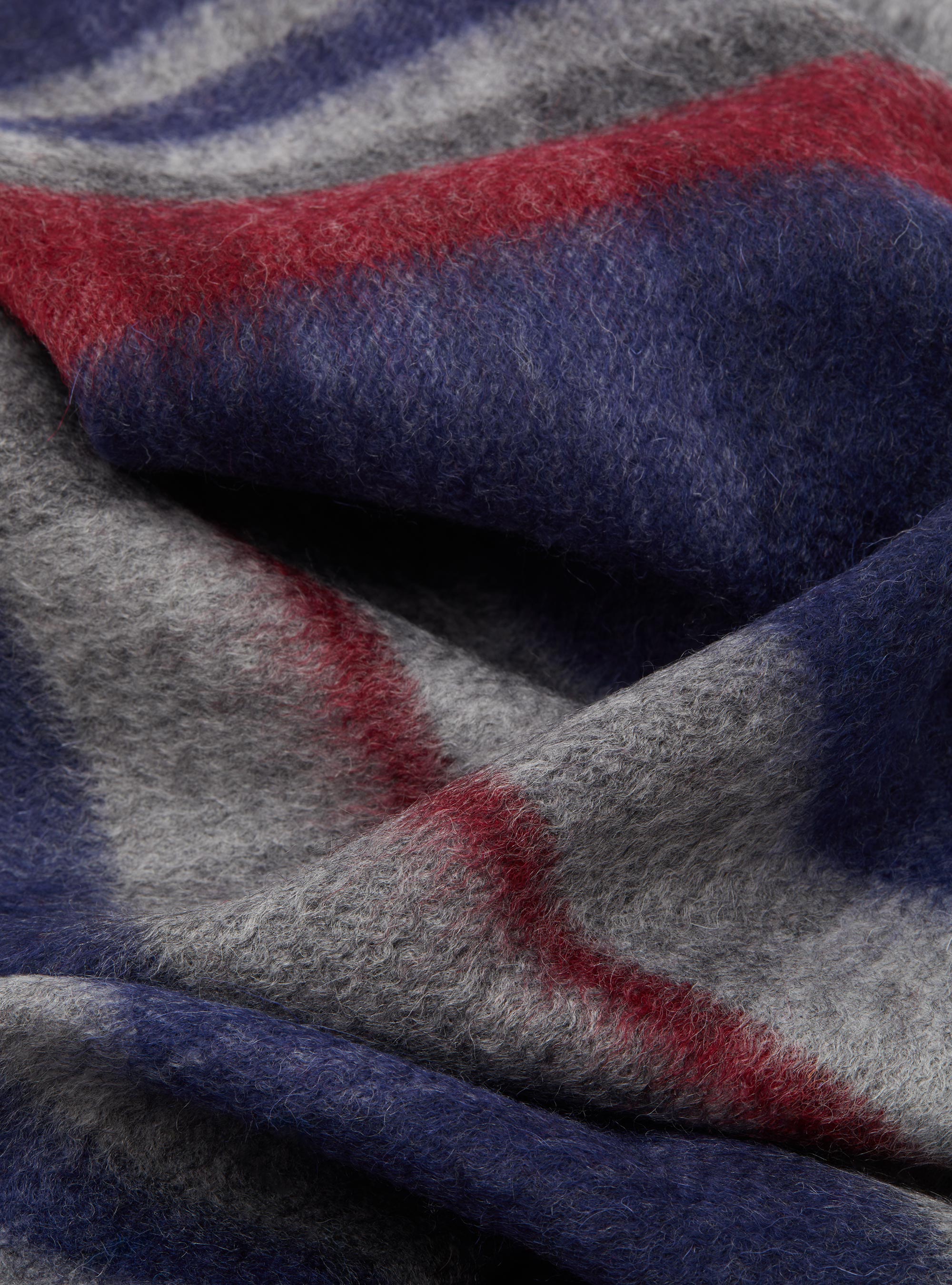 Wool and cashmere checked scarf, NAVY BLUE