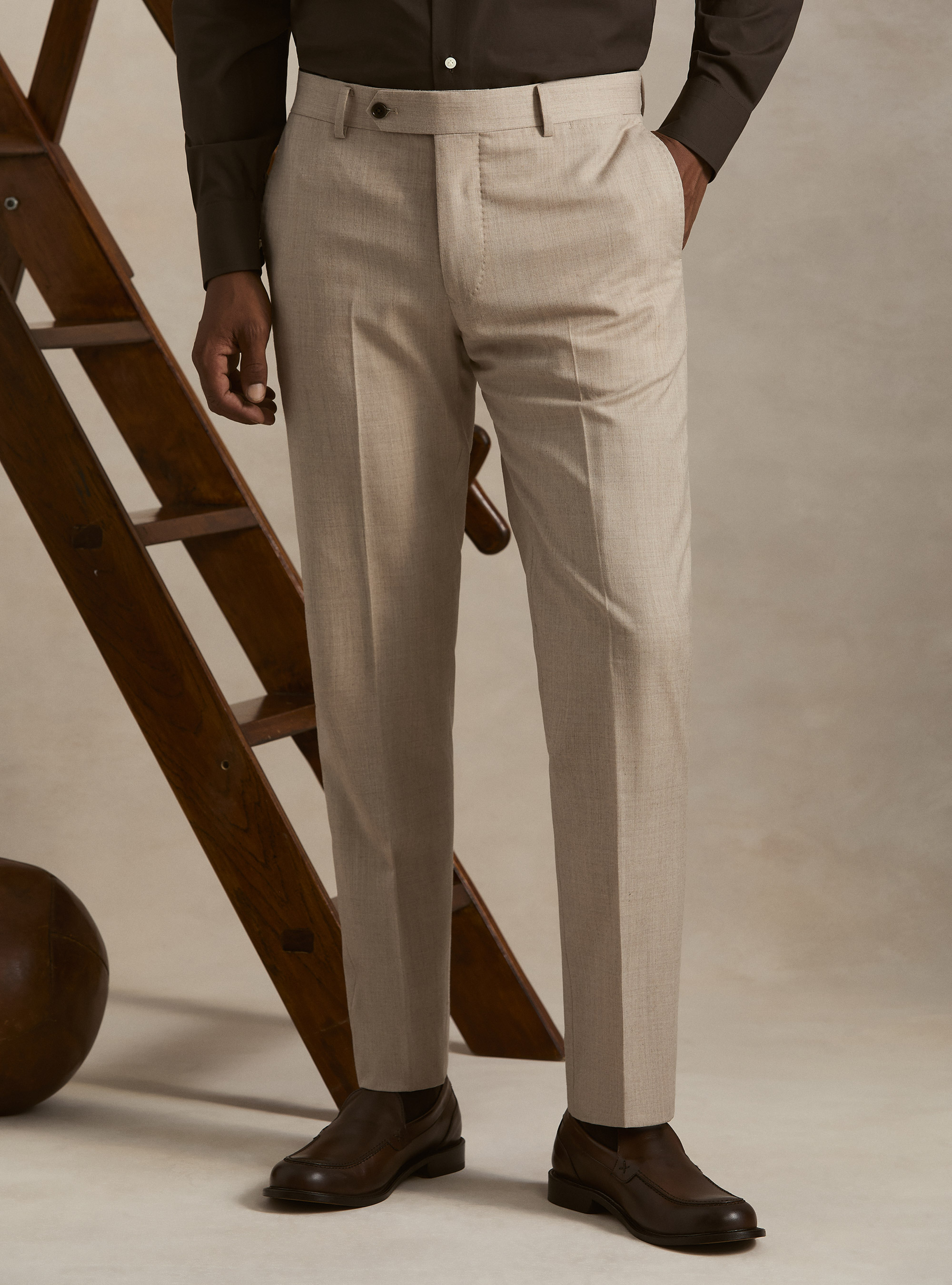 Flannel suit trousers, SAND