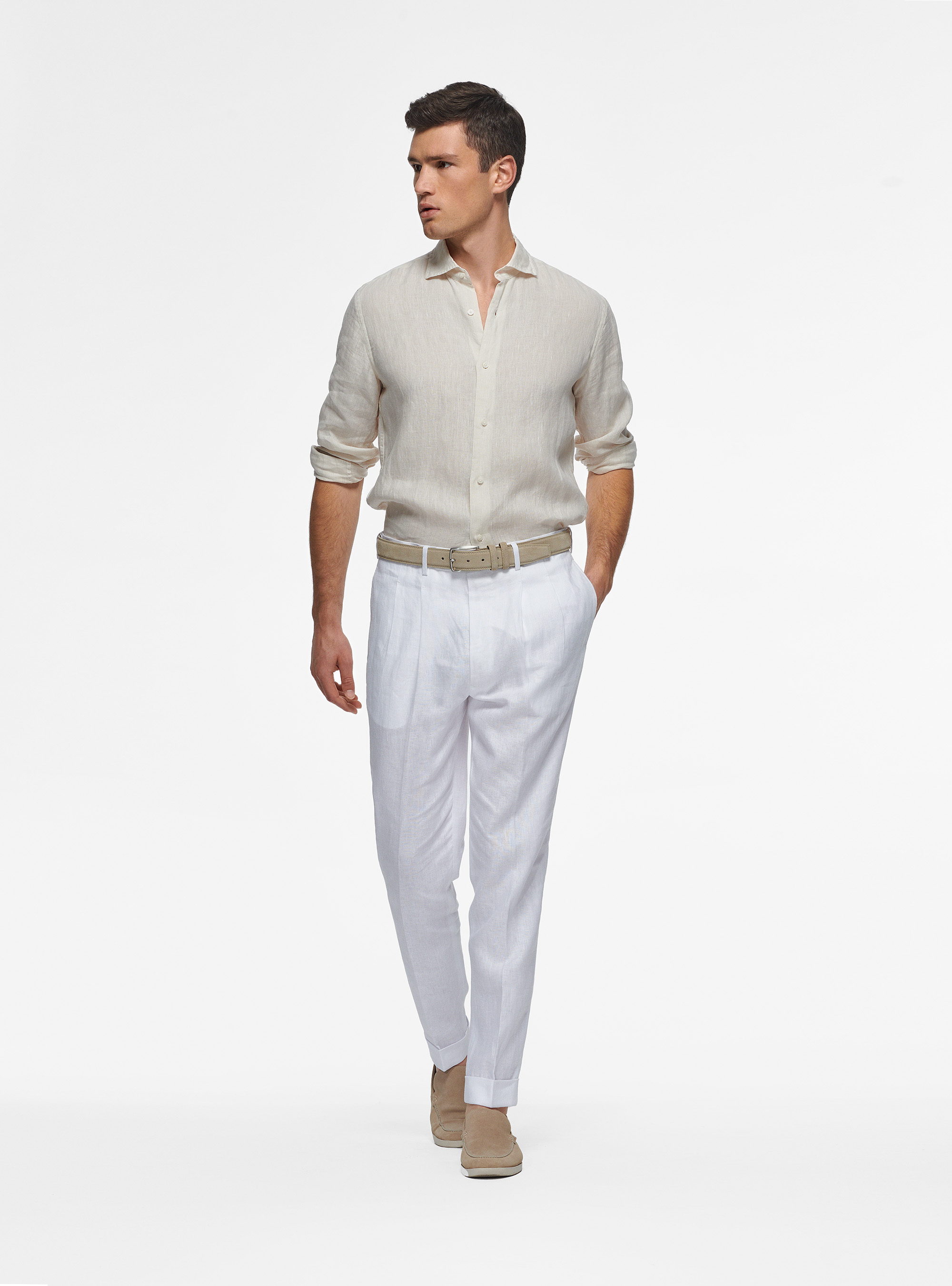 Camicia in puro lino, ECRU