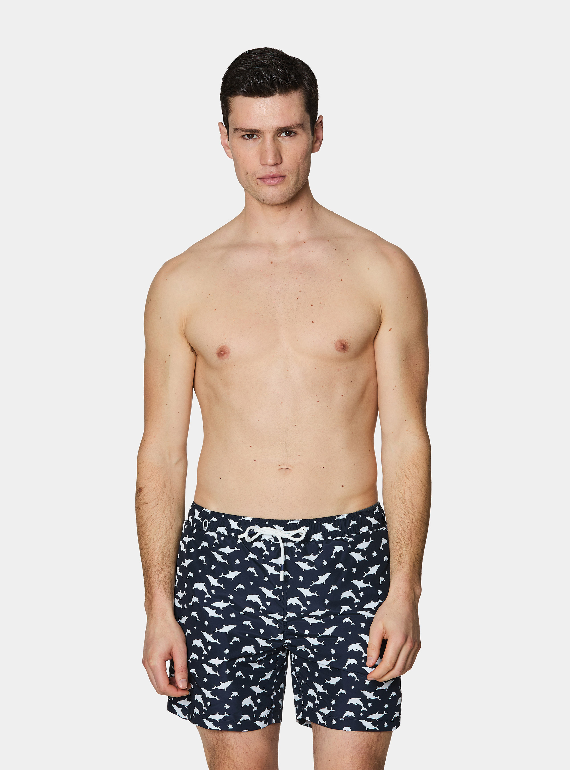 Fish print swimwear, NAVY BLUE