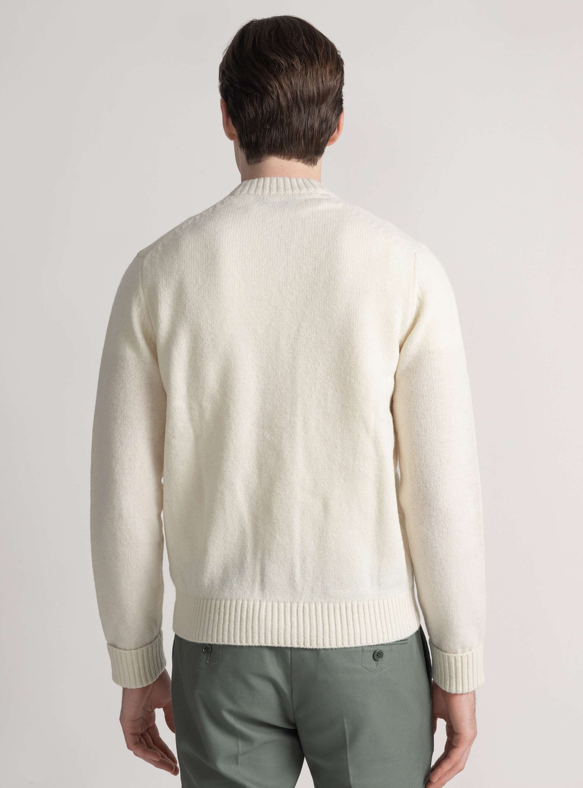 Shetland wool knit cardigan, WHITE