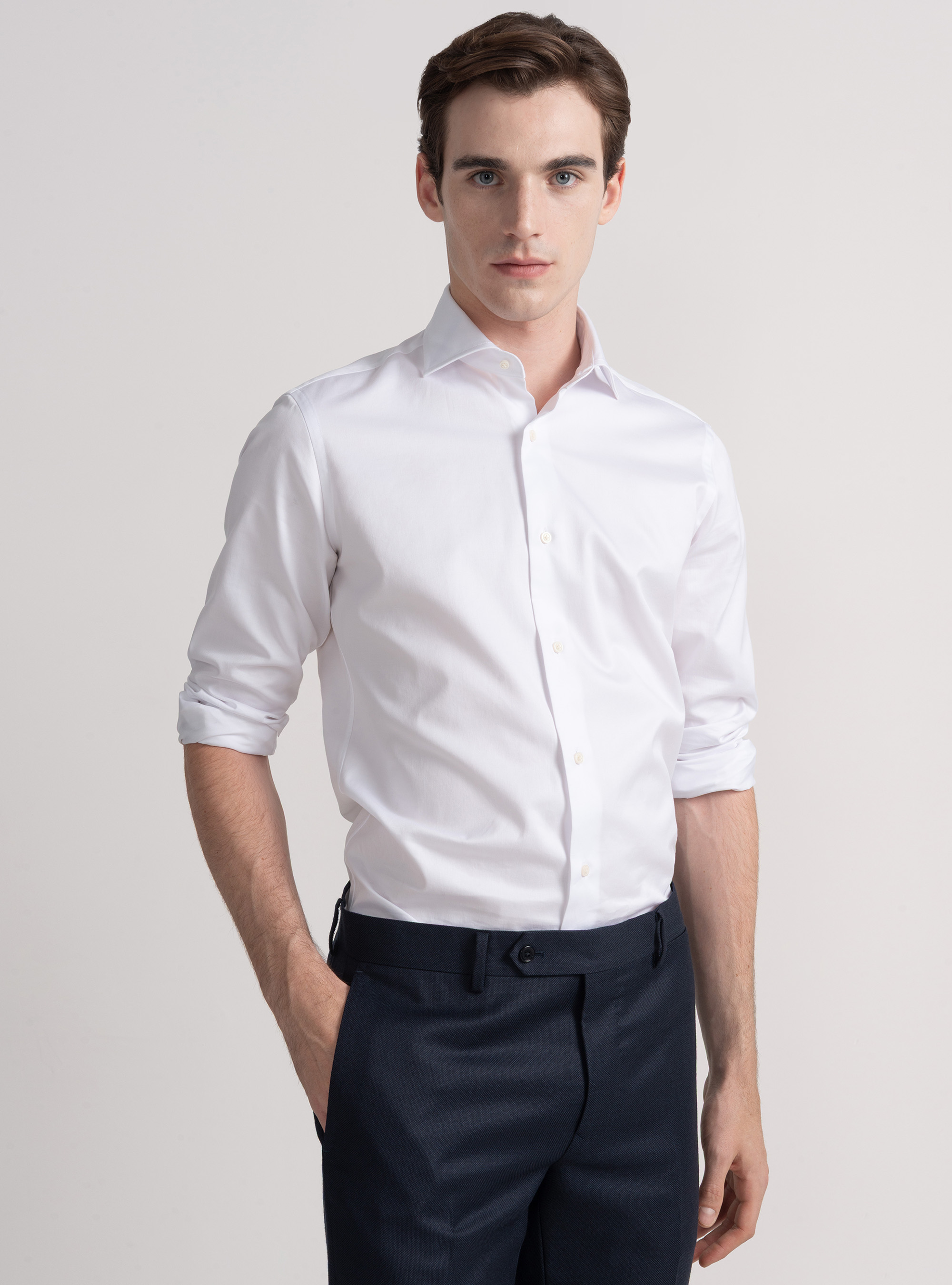 Cotton twill shirt, WHITE