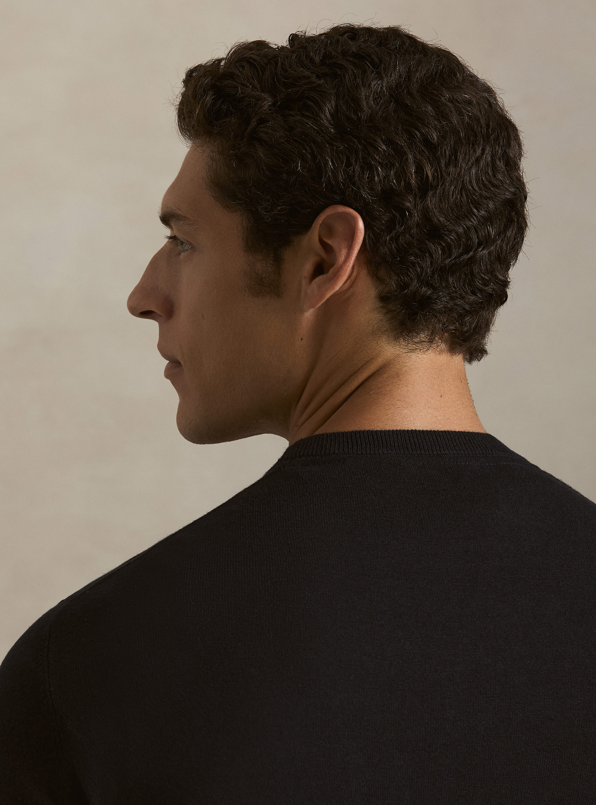 Cotton, silk and cashmere blend crewneck sweater, NAVY BLUE