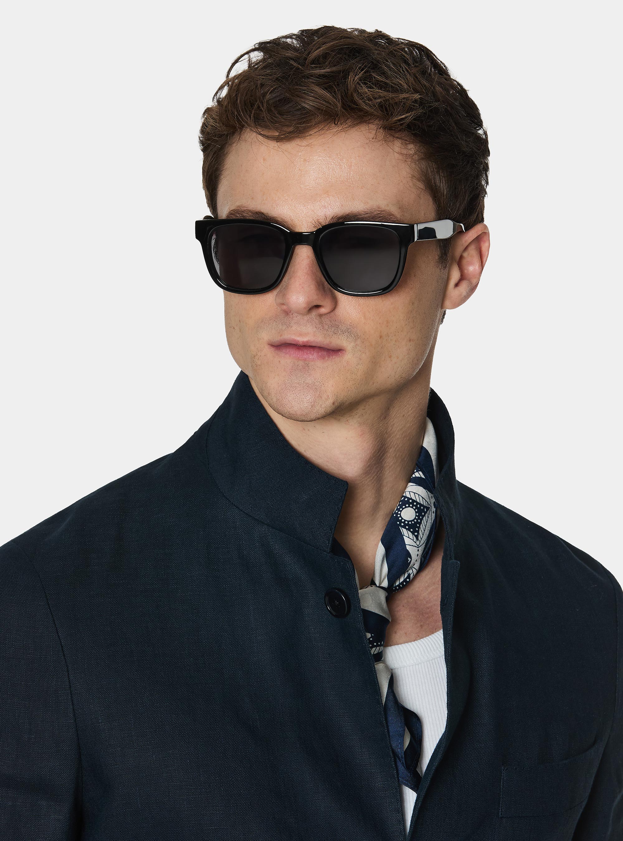 Veste cor&eacute;enne en pur lin, BLEU MARINE