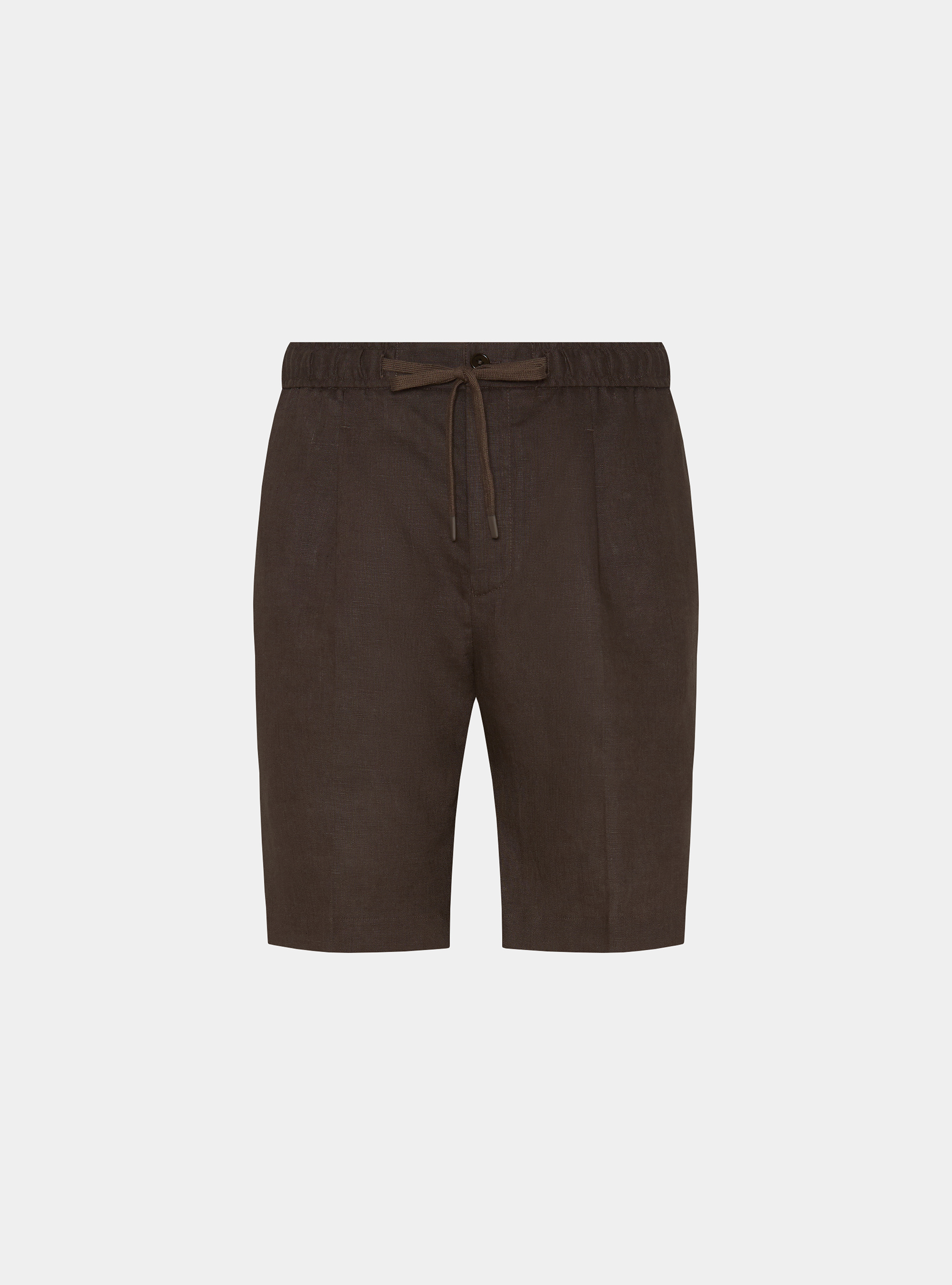 Bermudas de lino con cord&oacute;n ajustable, MARRON
