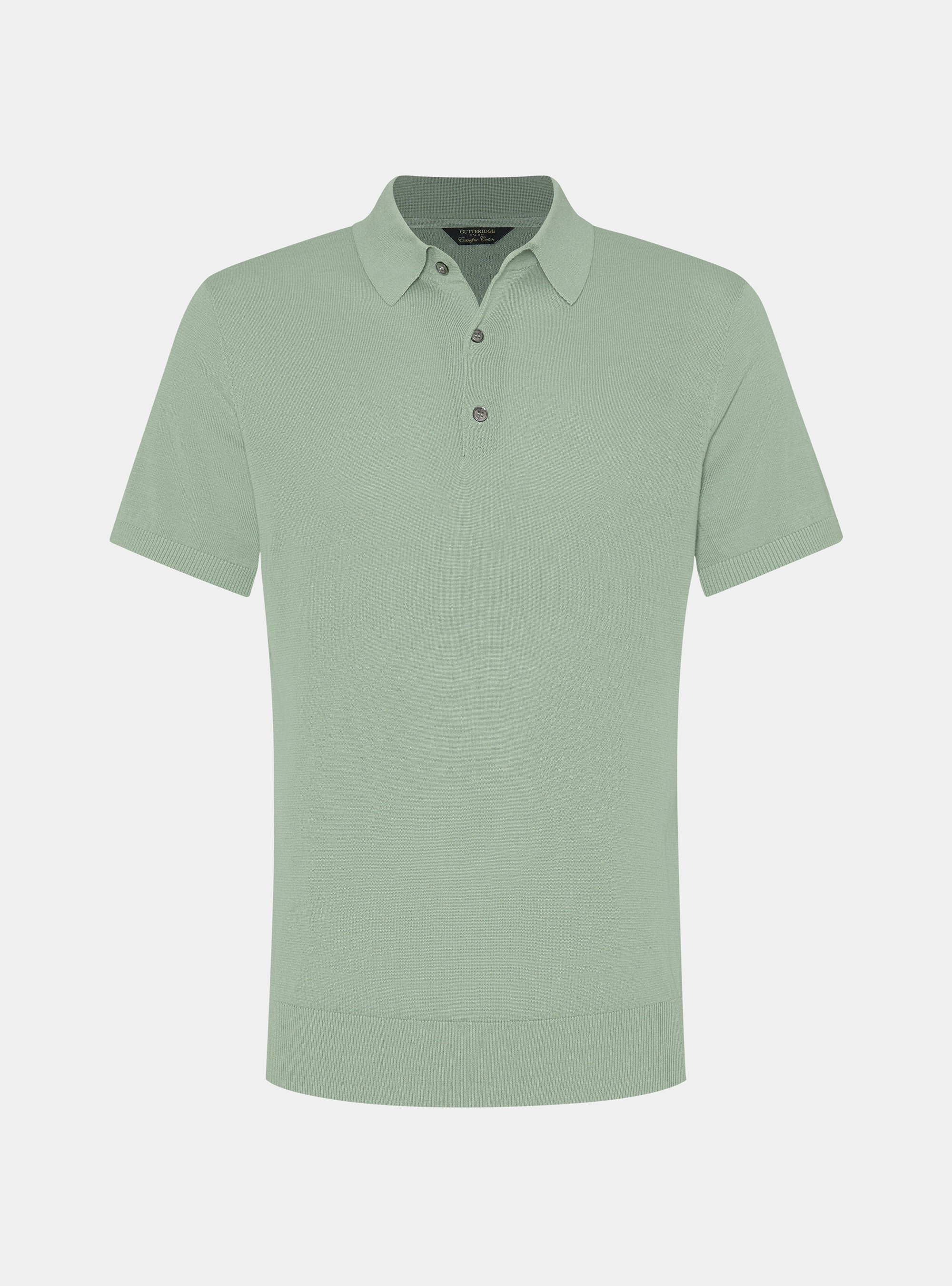 Extra-fine cotton knit polo shirt, SALVIA 0602C
