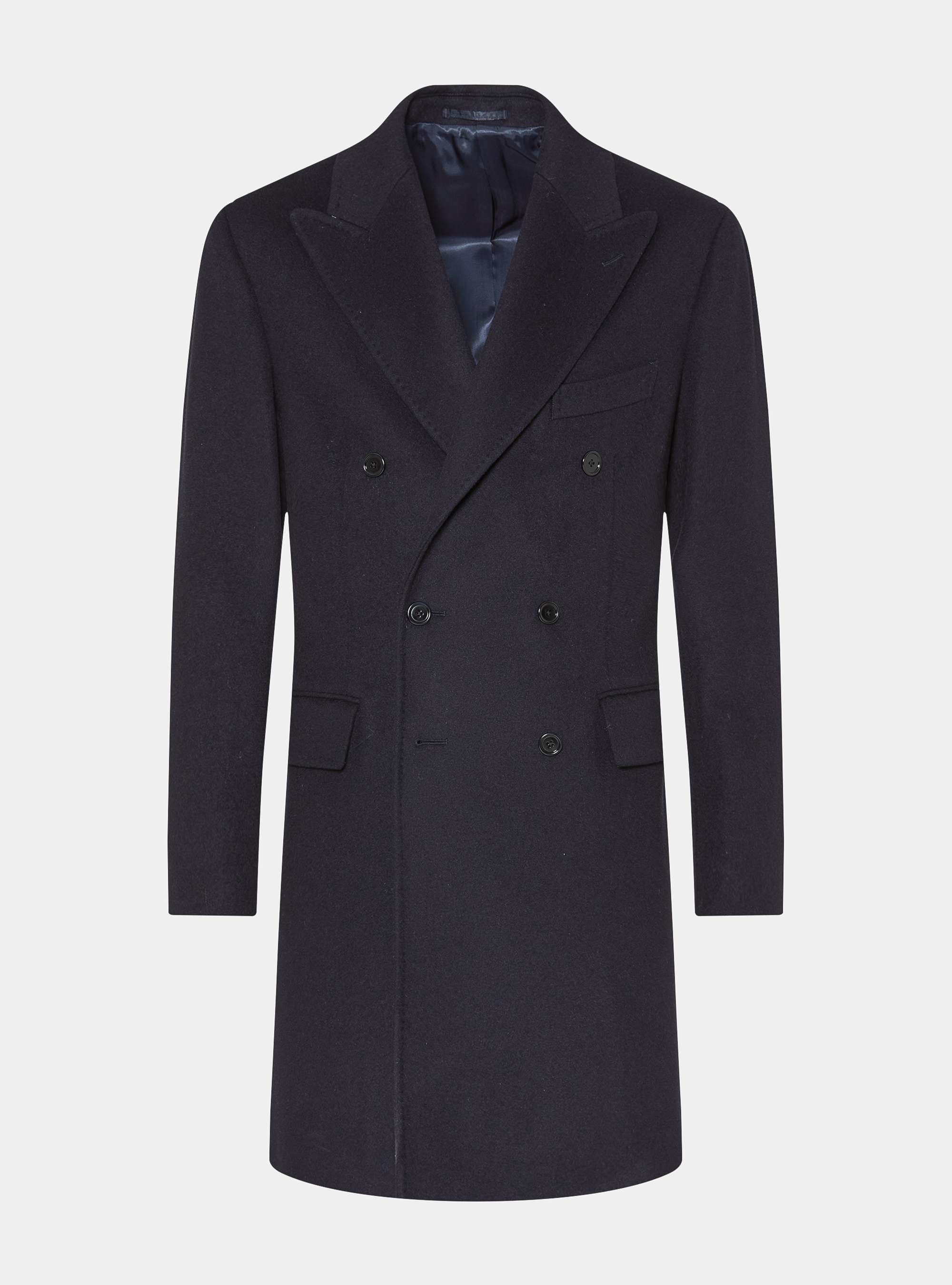 Wool and cashmere double-breasted coat, NAVY BLUE