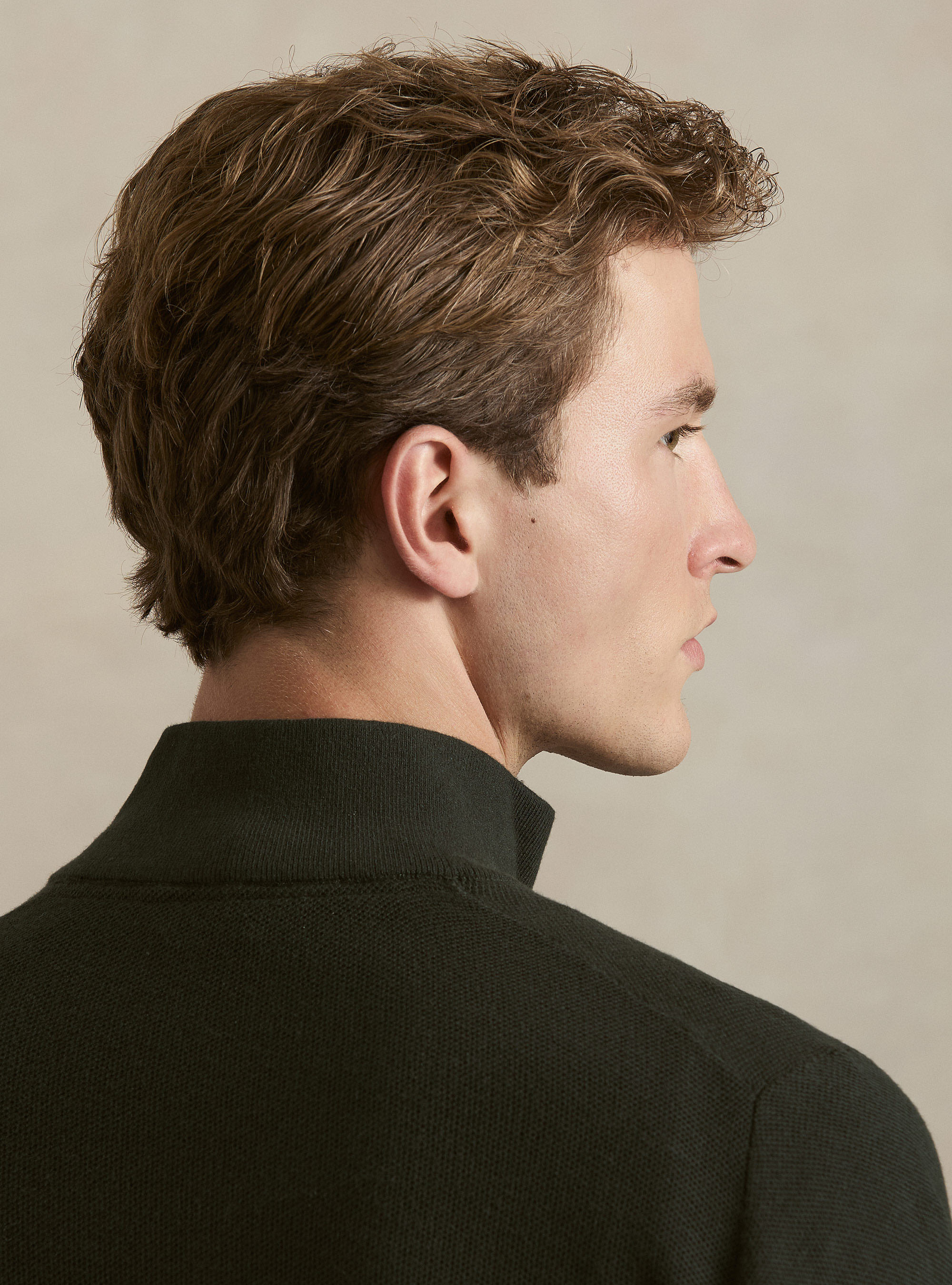 Half-Zip-Pullover aus Baumwolle und Kaschmir mit Wabenstruktur, MILITARE 0609C
