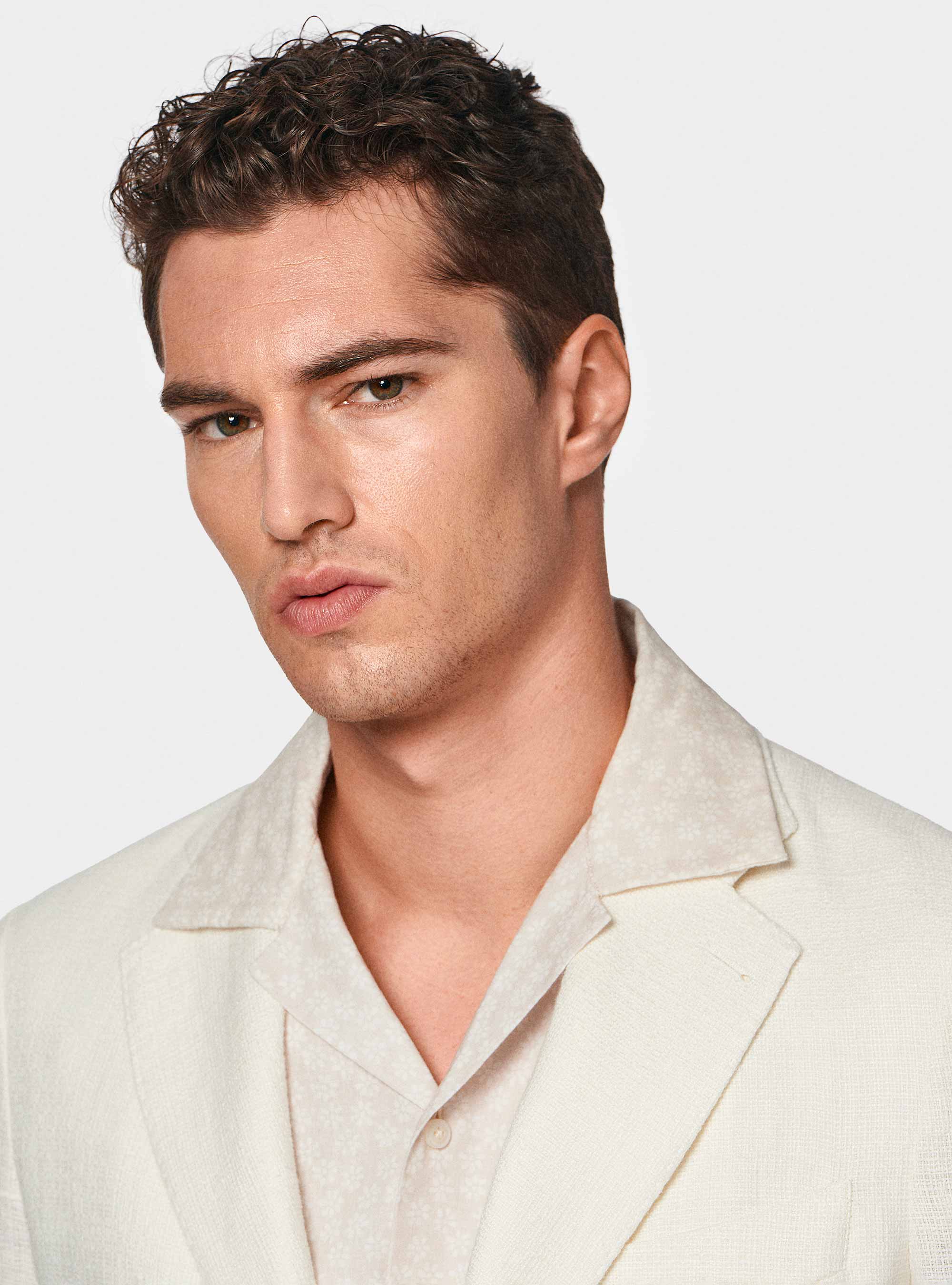Giacca in lino crepe, BIANCO