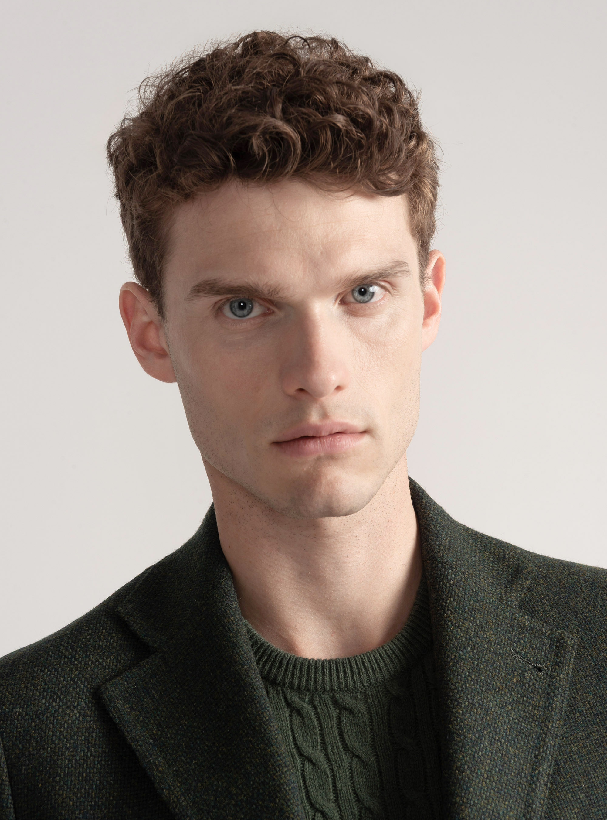 Giacca hopsack in lana cotone e cashmere, VERDE