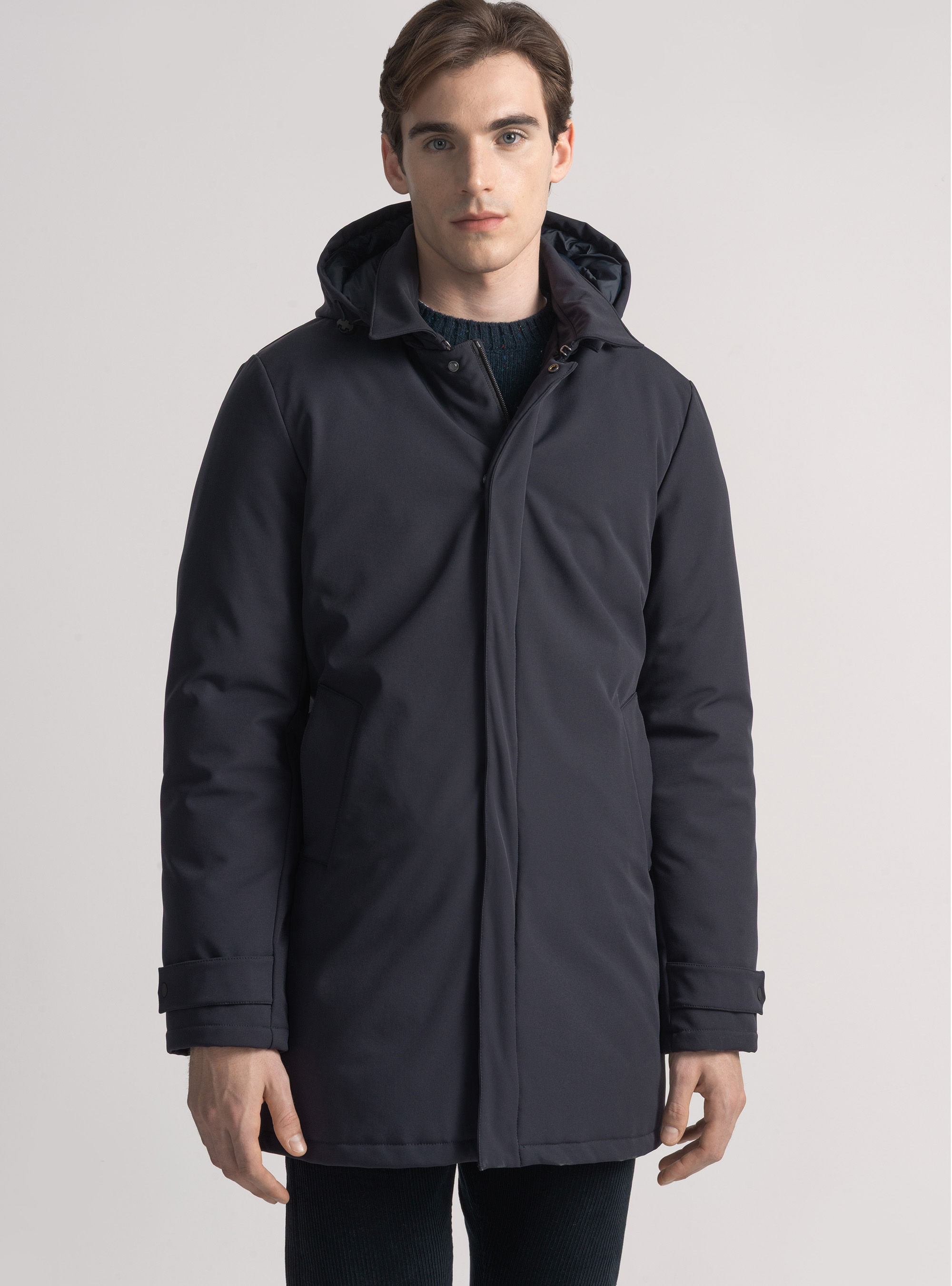 Technischer Parka mit Kapuze, NAVY 0218C