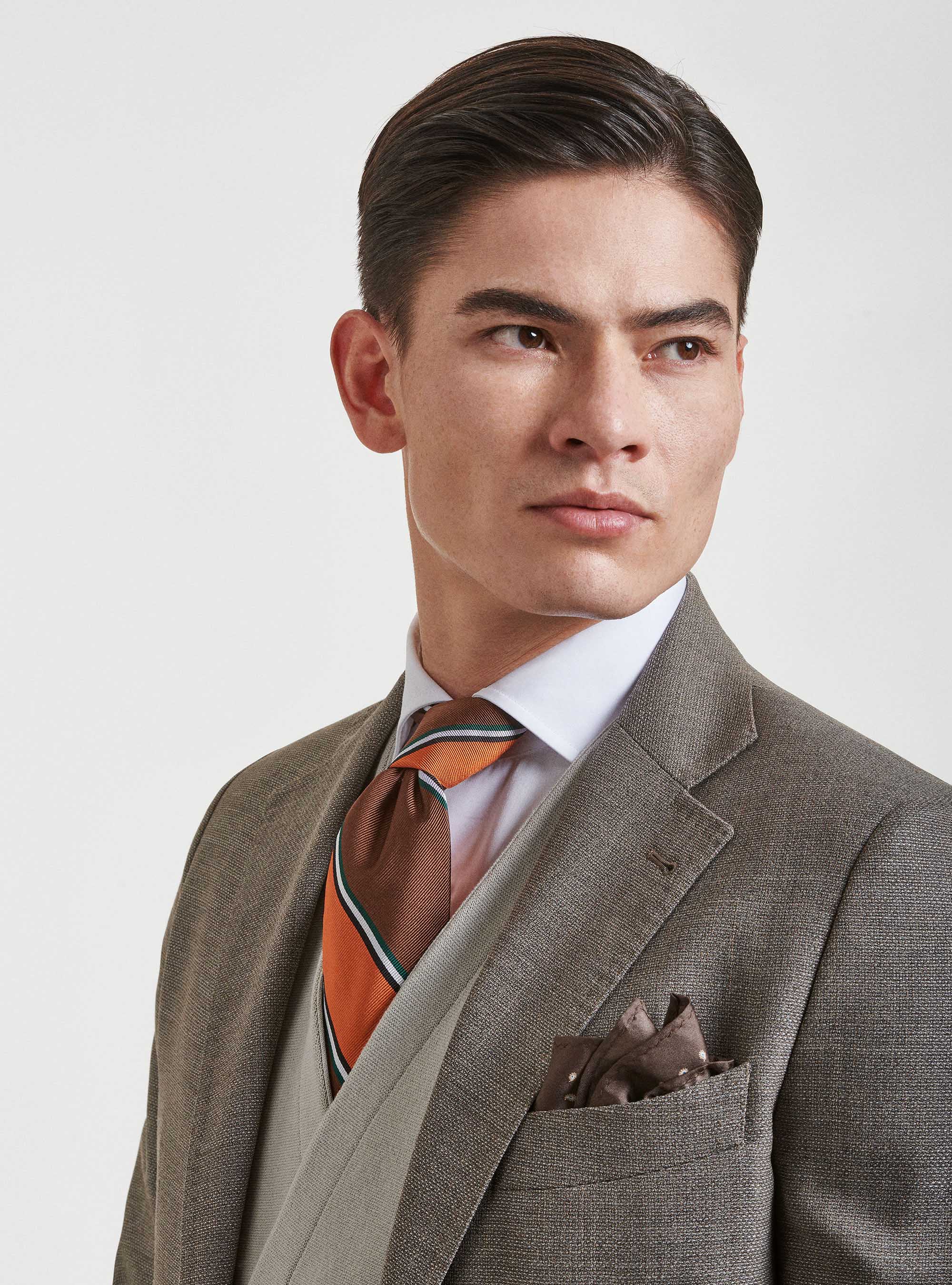 Giacca hopsack in lana Vitale Barberis Canonico, FANGO
