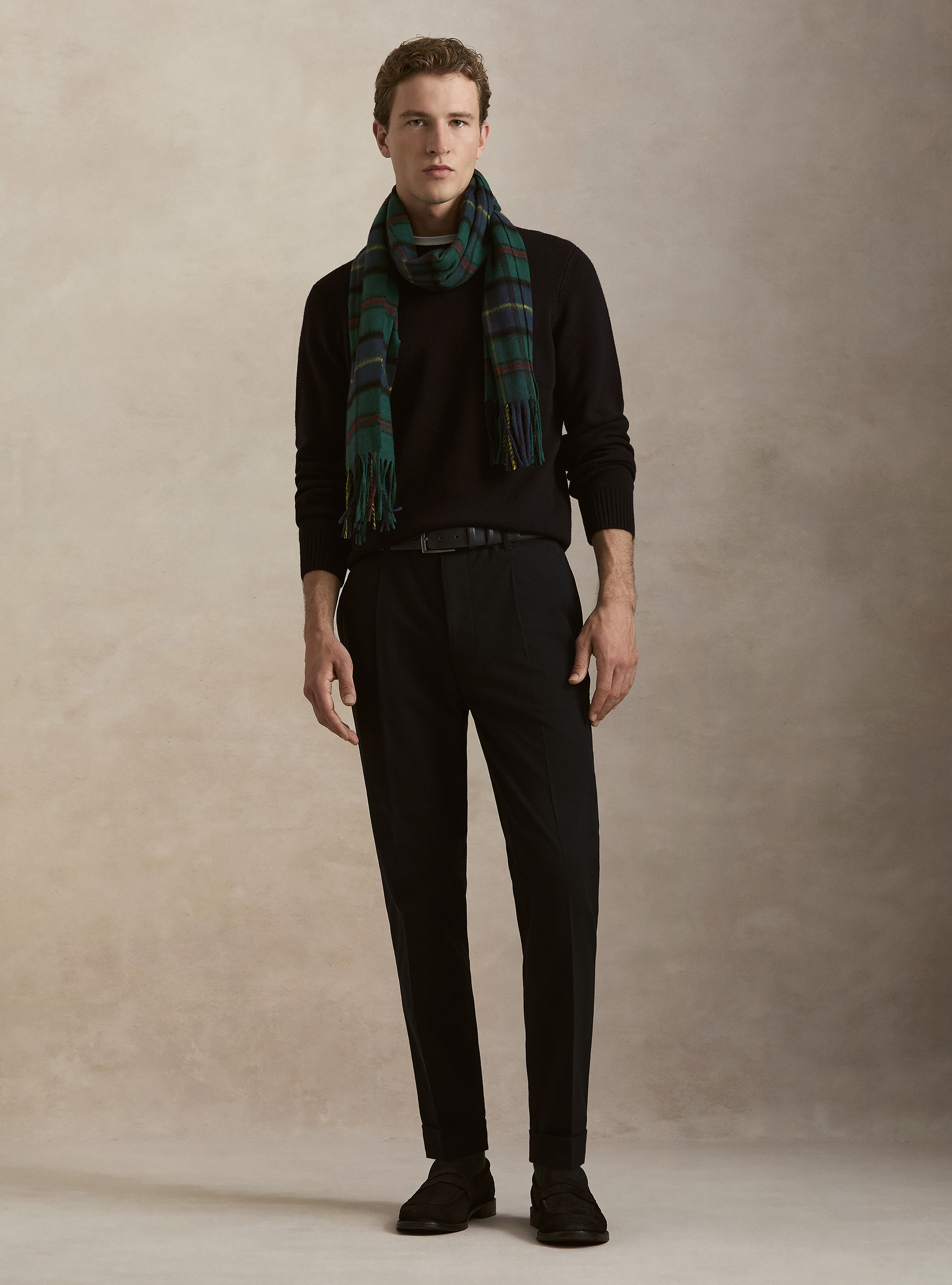 Maglia girocollo in misto lana e cashmere, BLU NAVY