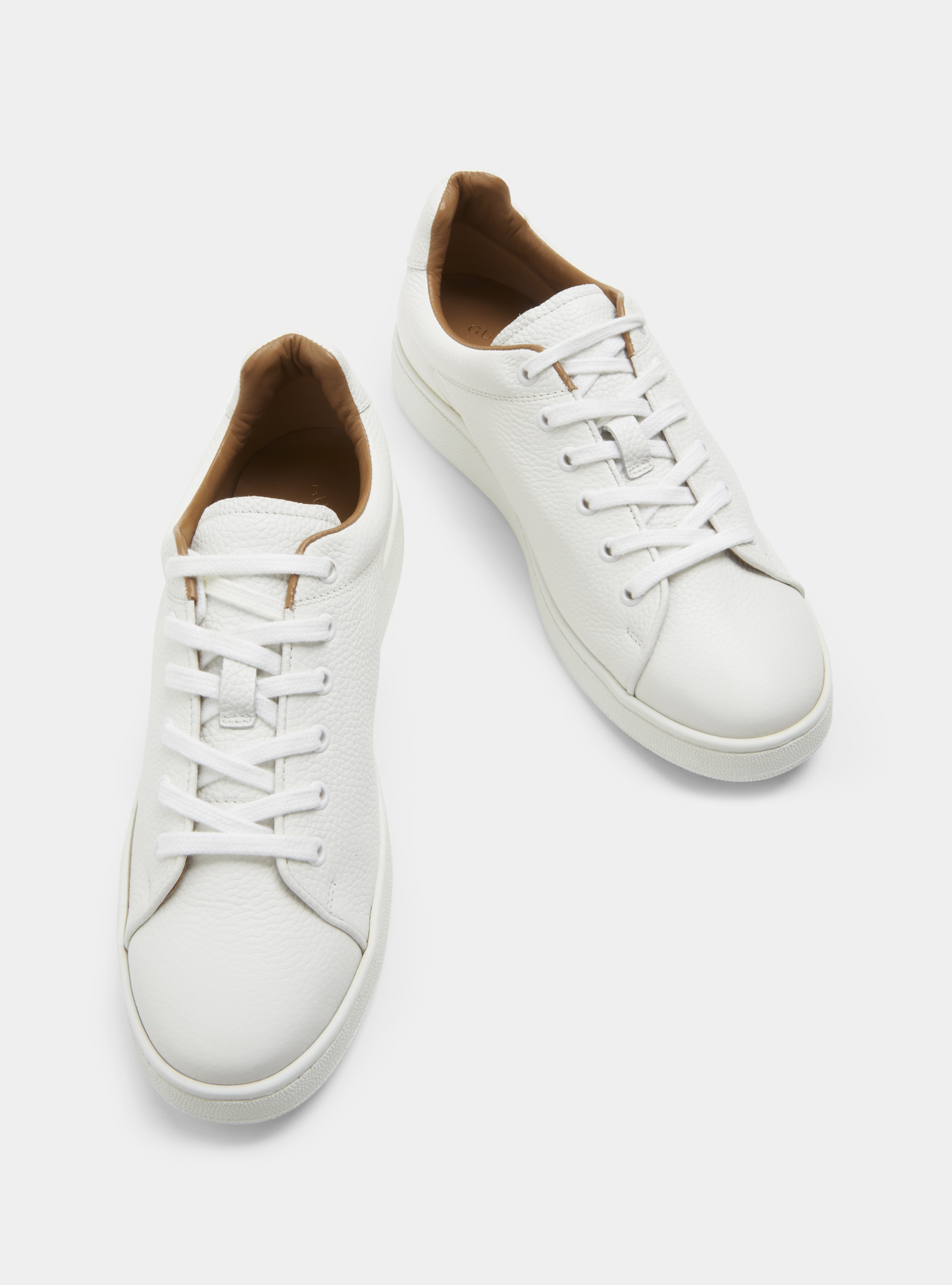 Grained leather trainers, WHITE
