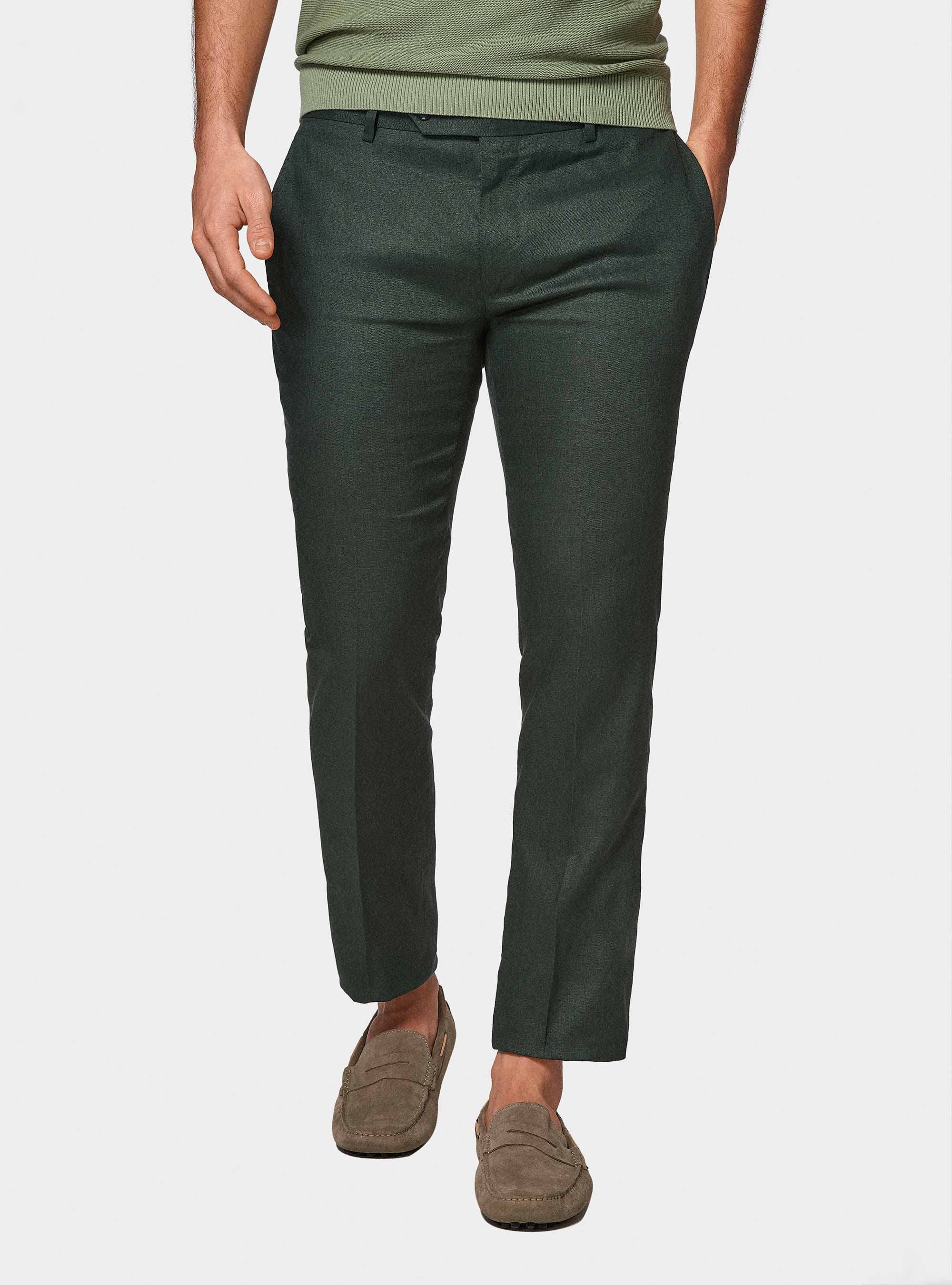 Pure linen suit trousers, GREEN