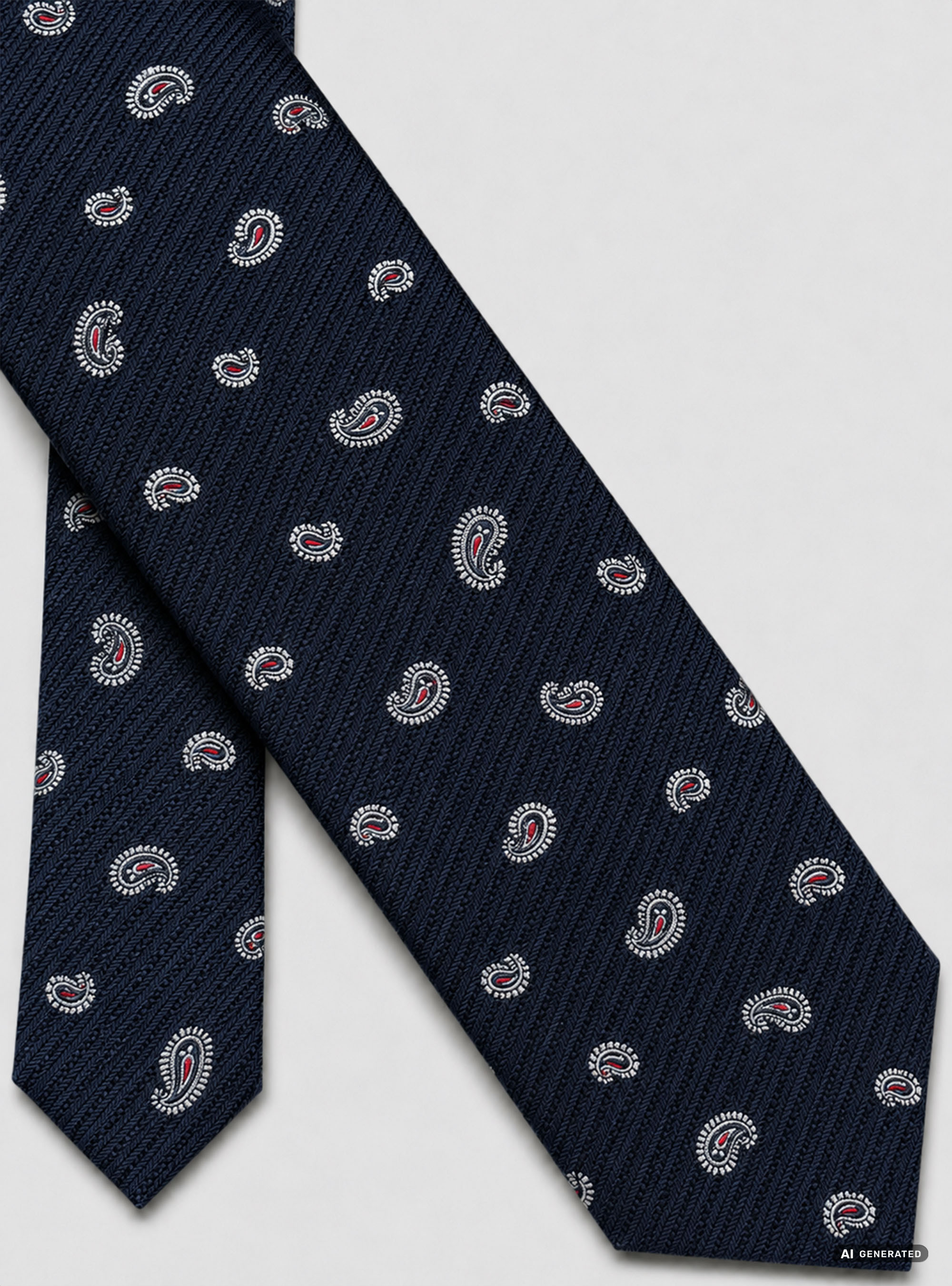 Corbata de seda jacquard con estampado cachemir, AZUL MARINO