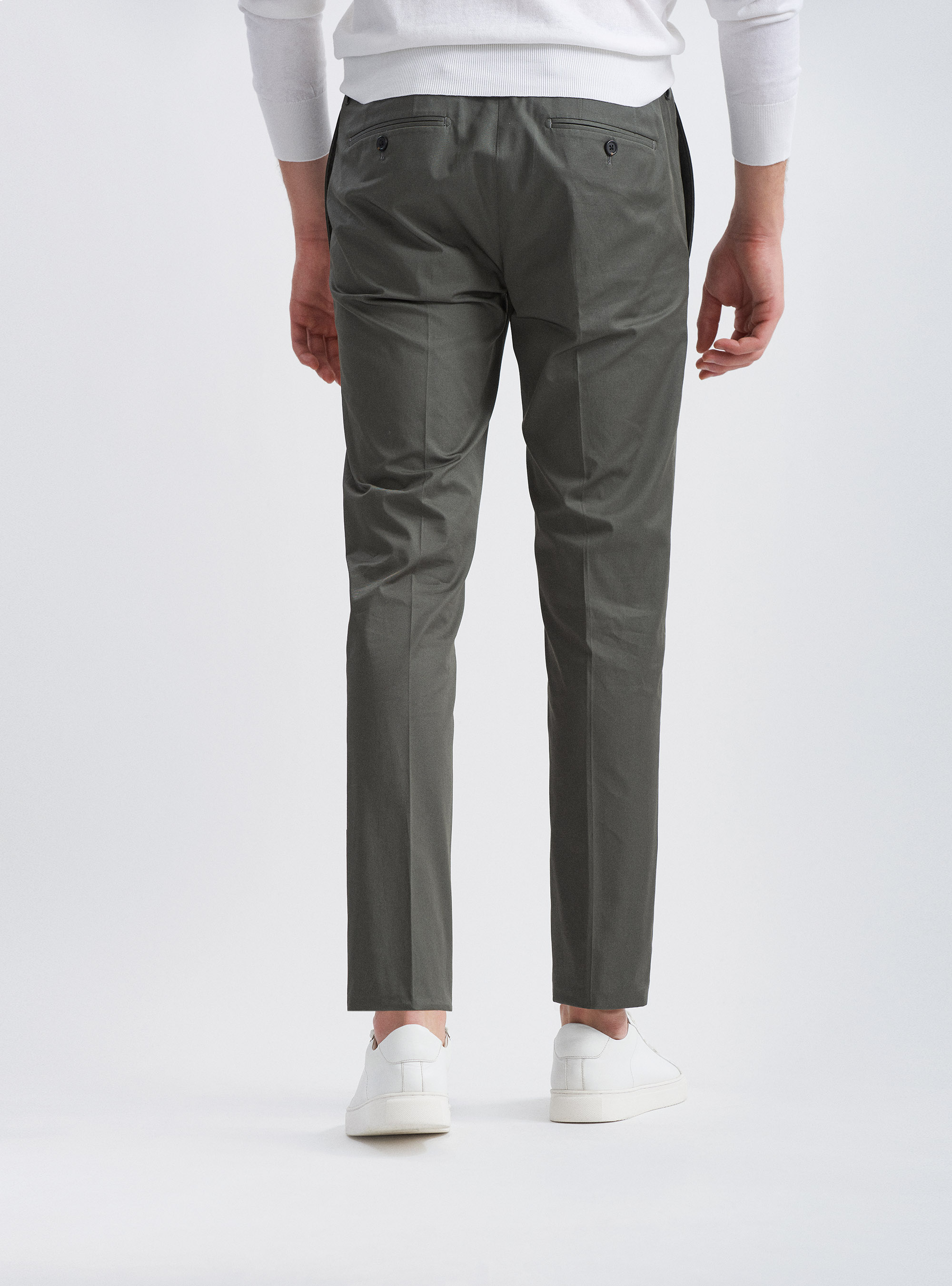 Pantalones de traje de puro algod&oacute;n, VERDE