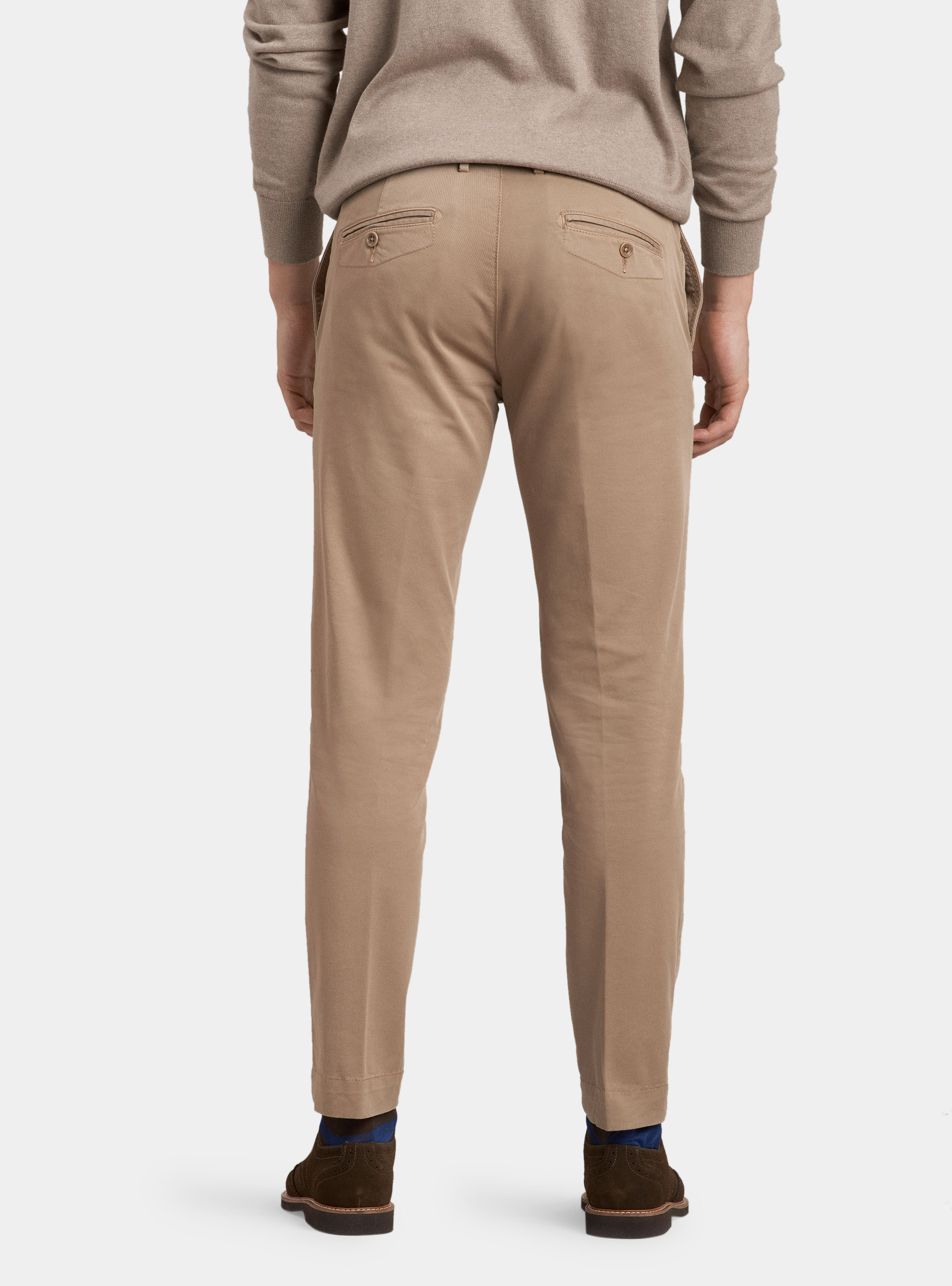 Pantaloni chino in twill di cotone stretch, SABBIA