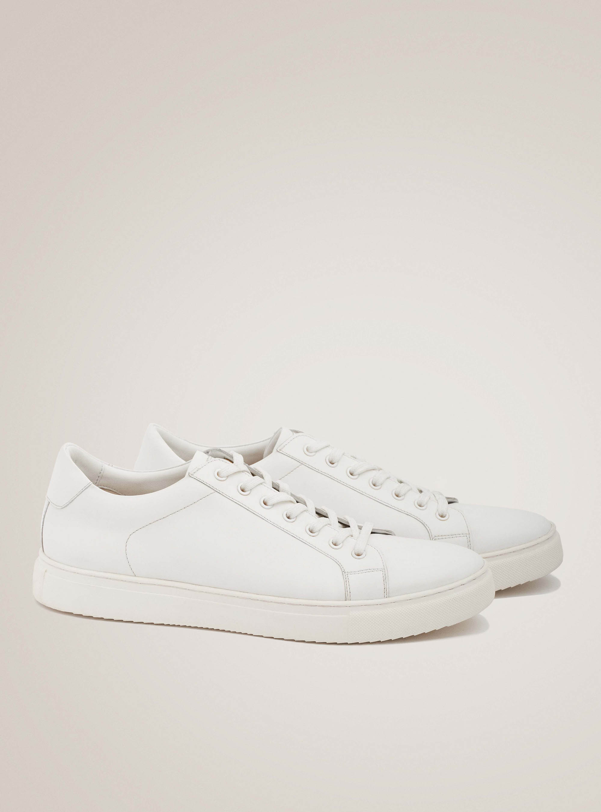 White leather sneakers, WHITE