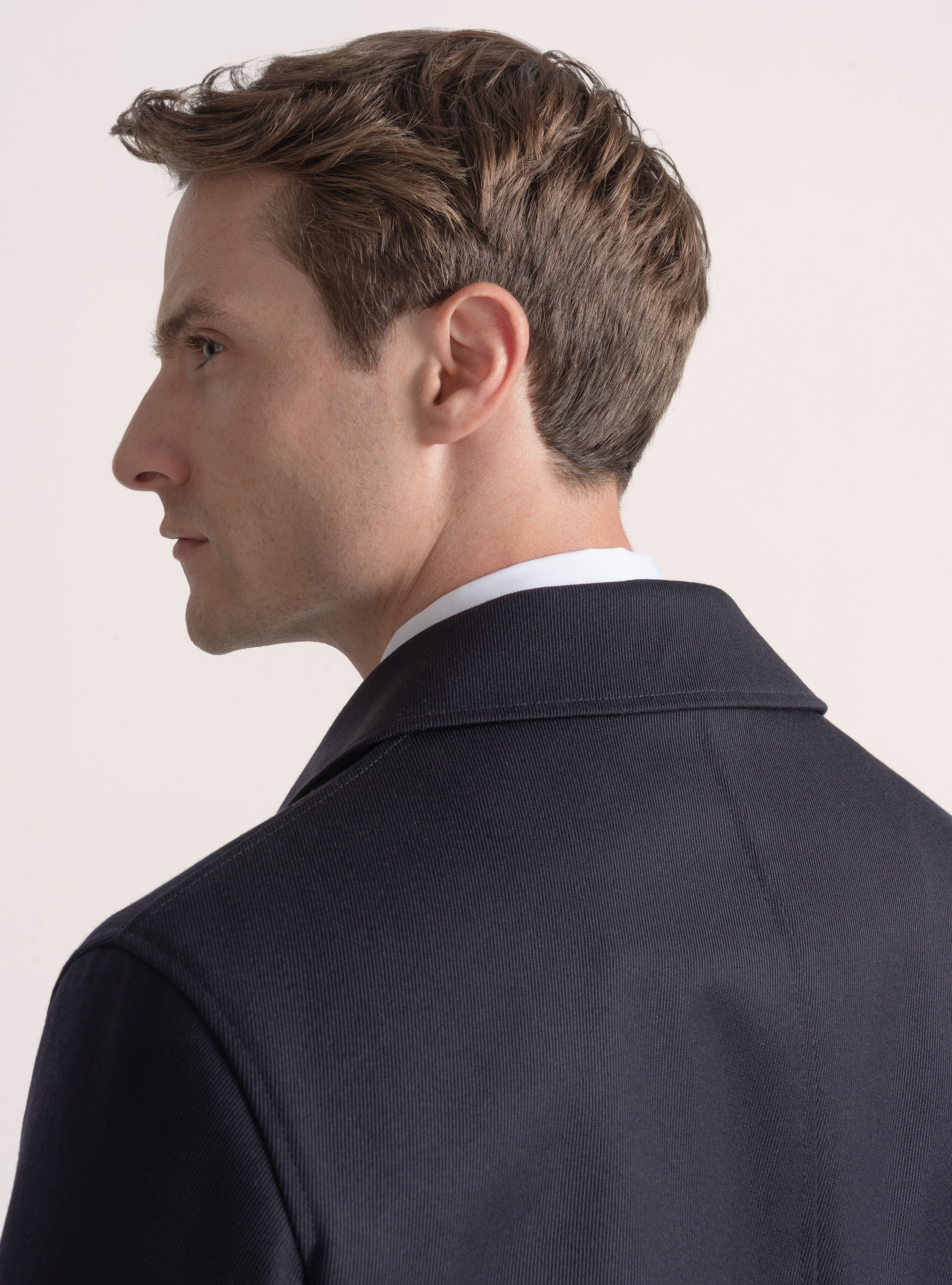 Wool-blend twill overcoat, NAVY BLUE