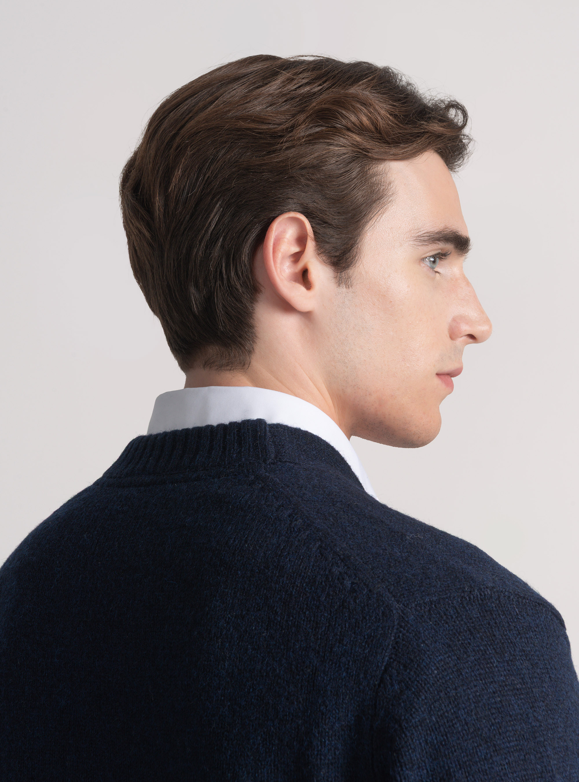 Cardigan in maglia di lana shetland, BLU NAVY