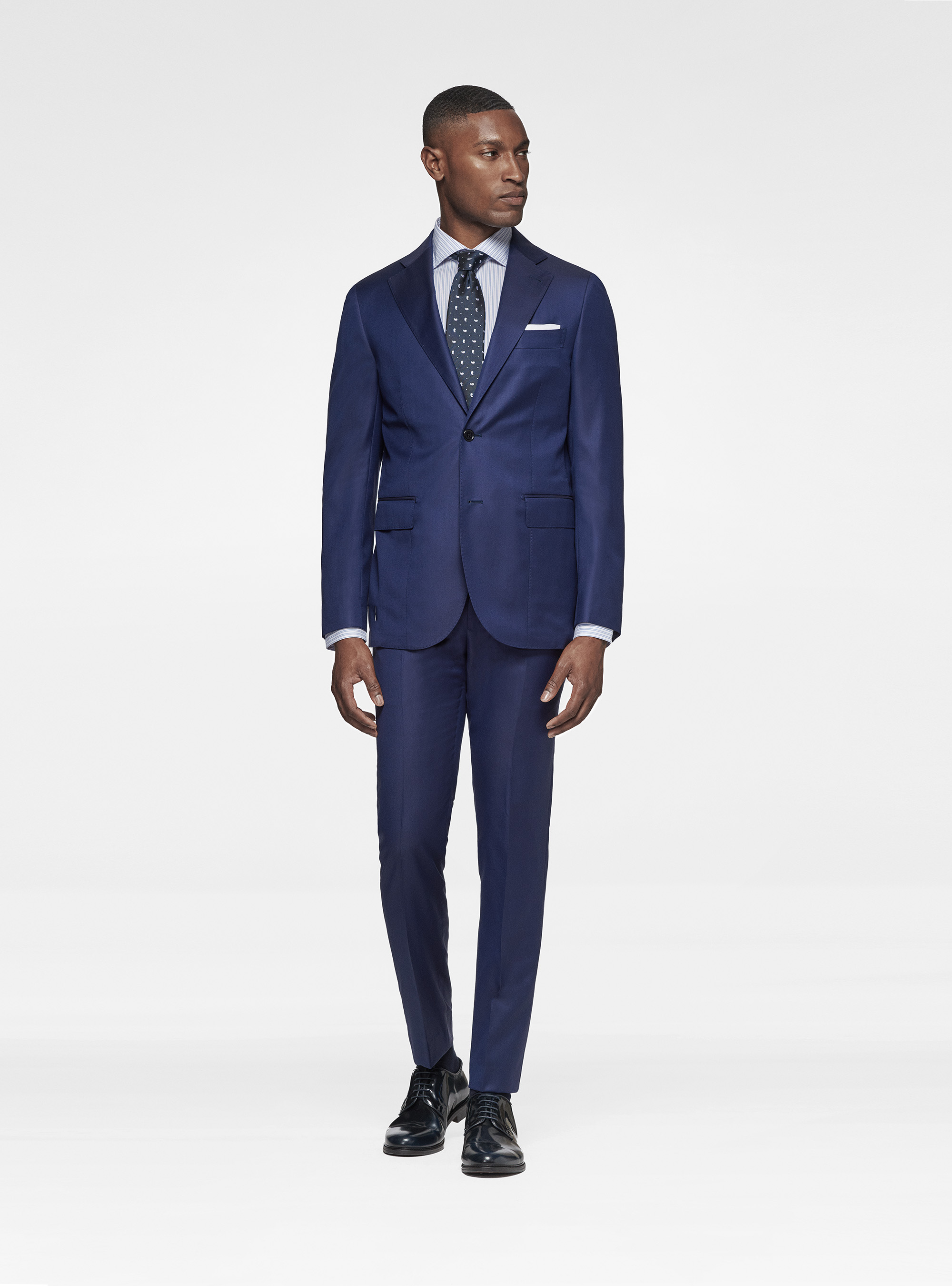Trousers in pure 110's superfine wool, BASALT