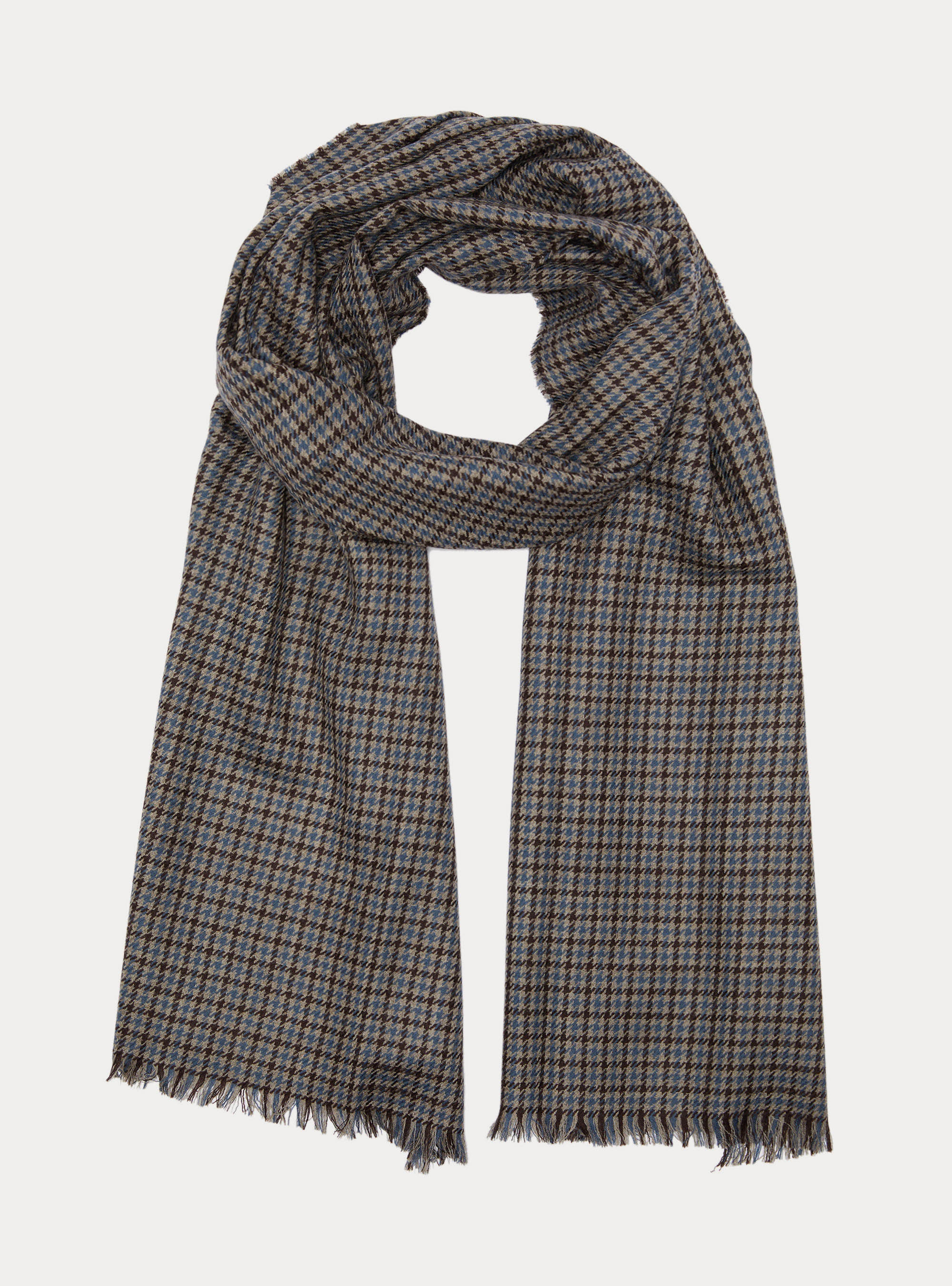 Lightweight patterned wool scarf, MARRONE 0508C
